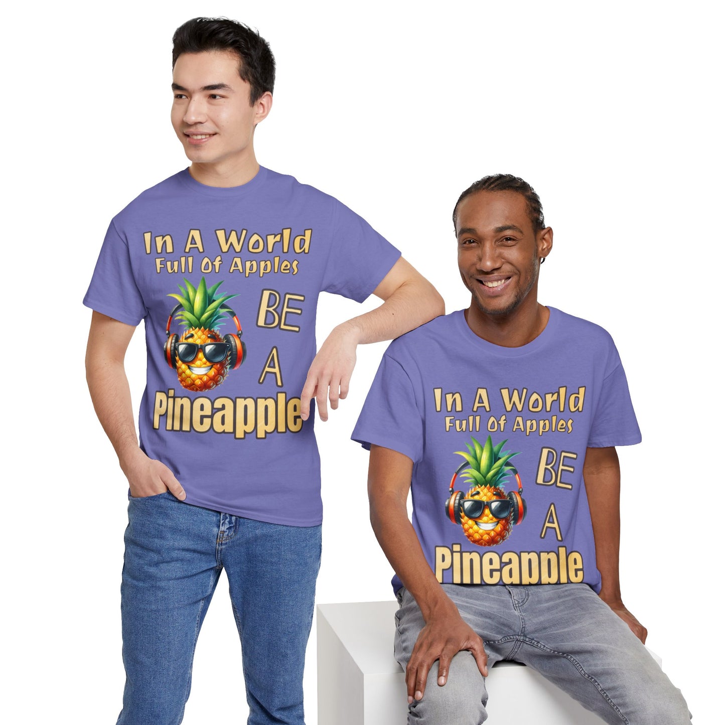 Cool Pineapple Music Headphones Unisex Heavy Cotton Tee