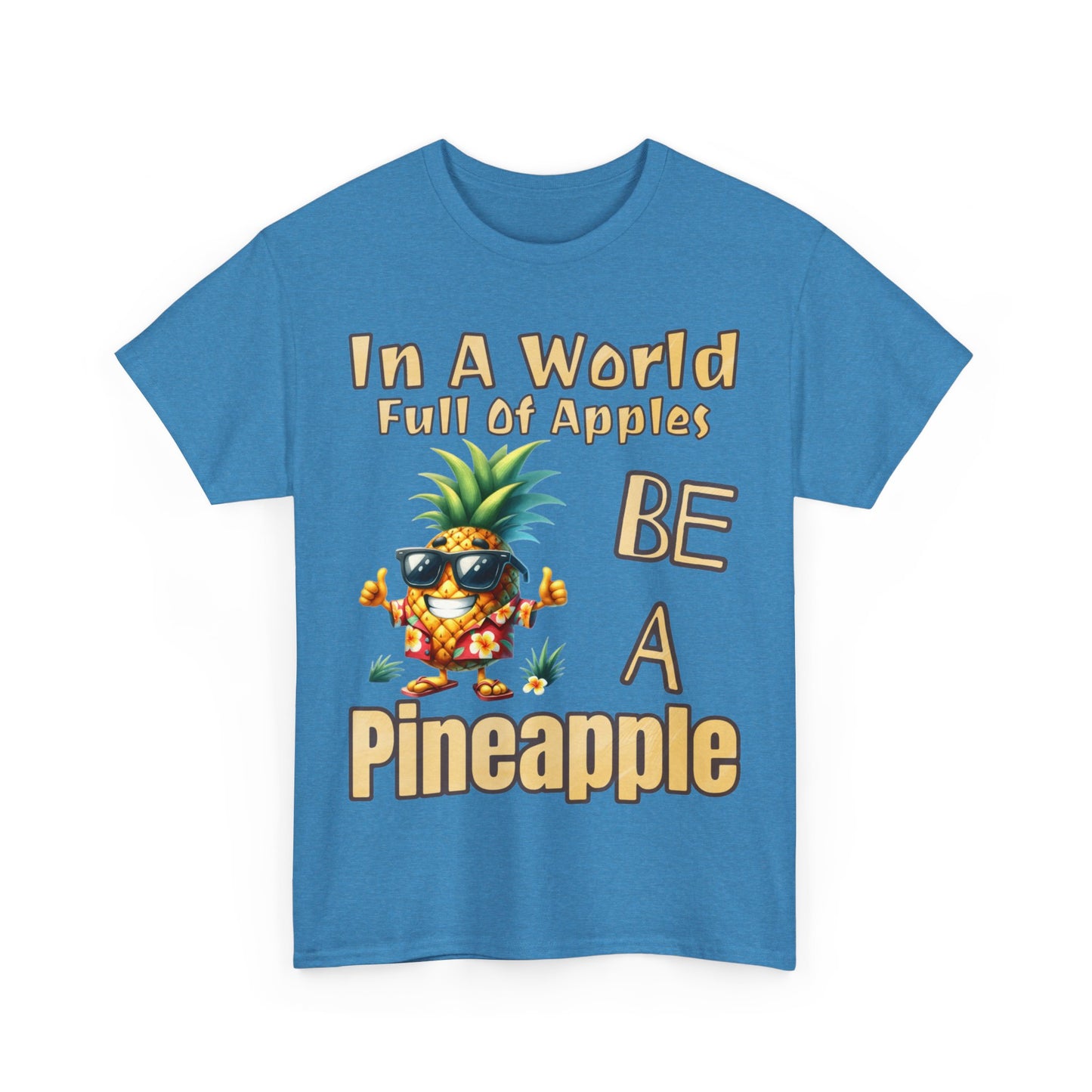 Cool Pineapple With Flower Shirt Unisex Heavy Cotton Tee