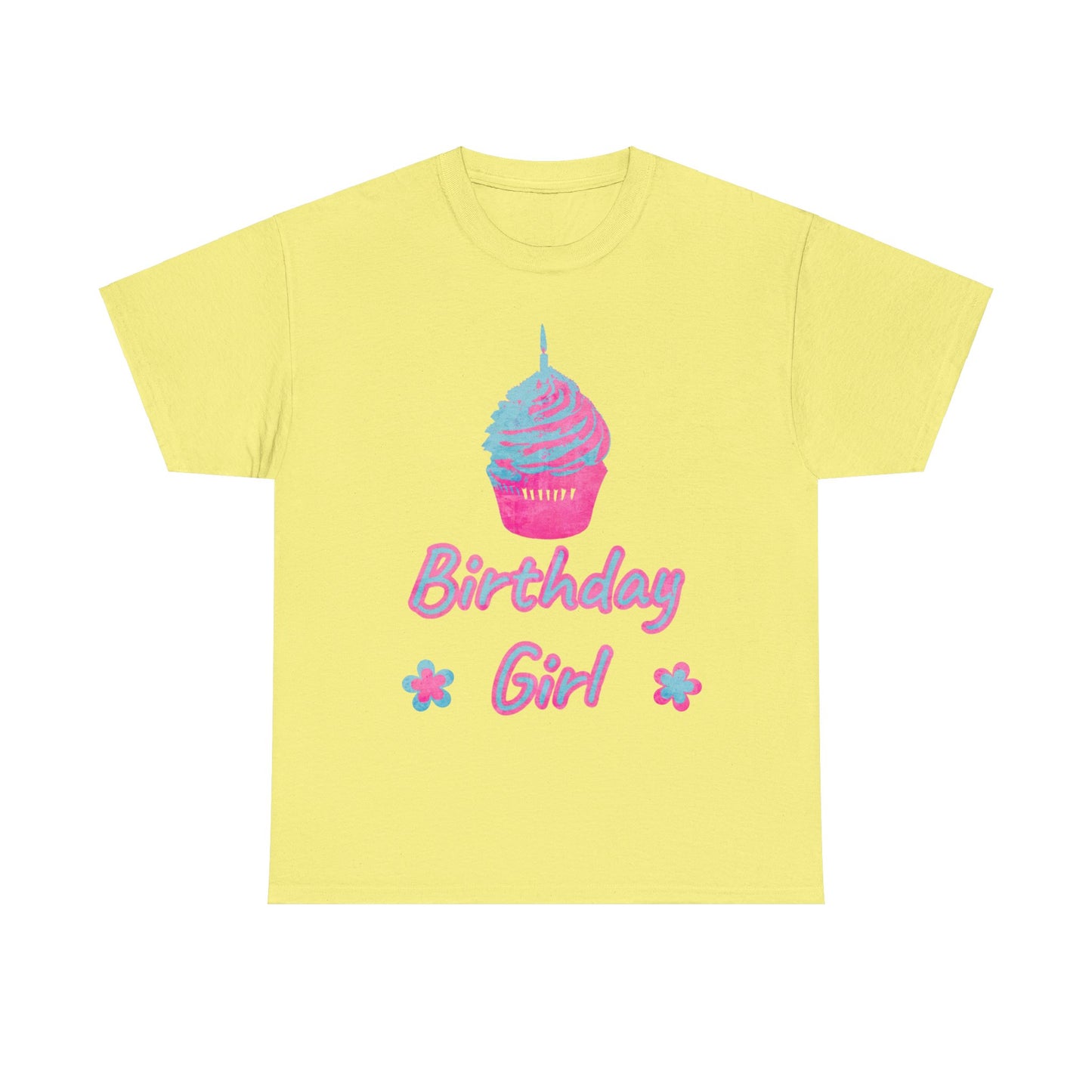 Birthday Girl Blue & Pink Cupcake Unisex Heavy Cotton Tee