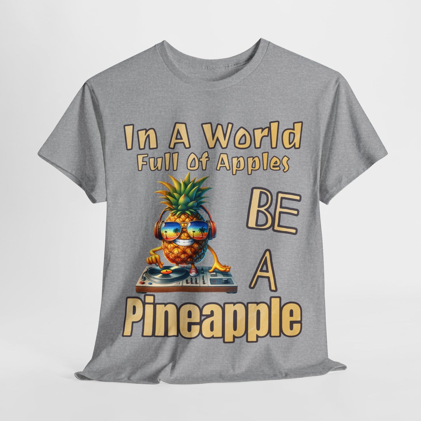 Cool Pineapple DJ Beach Reflection Shades Unisex Heavy Cotton Tee