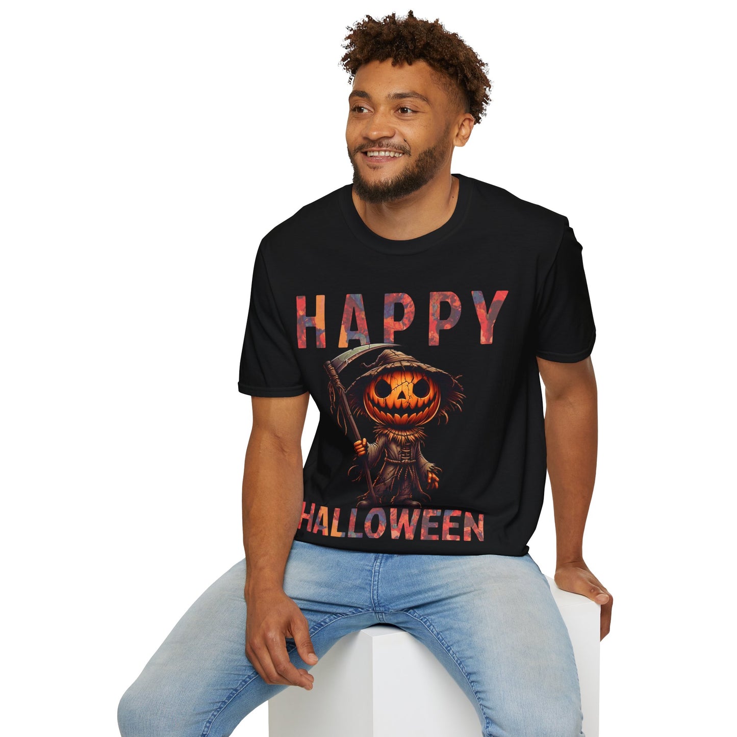 Pumpkin Grim Reaper Scary Creepy Festive Happy Halloween T-Shirt