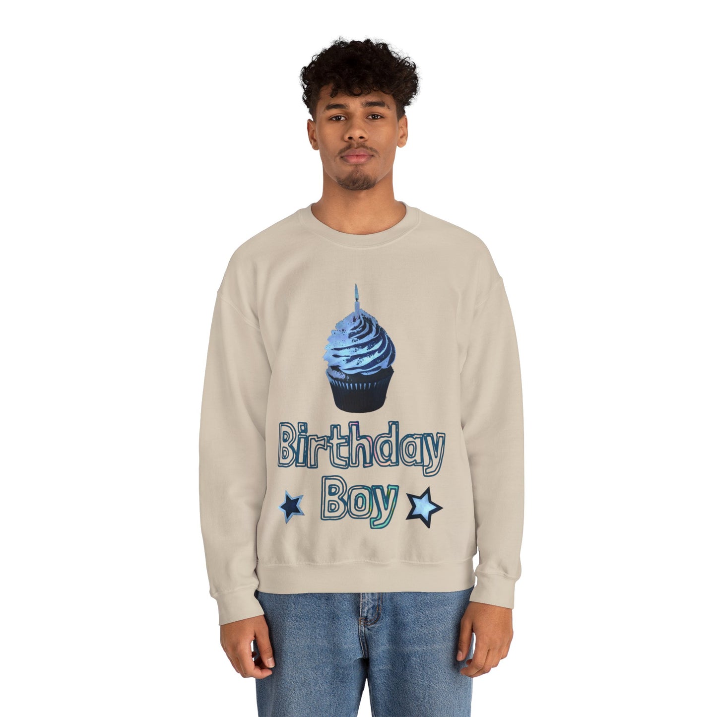 Birthday Boy Blue Cupcake Grunge look Unisex Heavy Blend™ Crewneck Sweatshirt