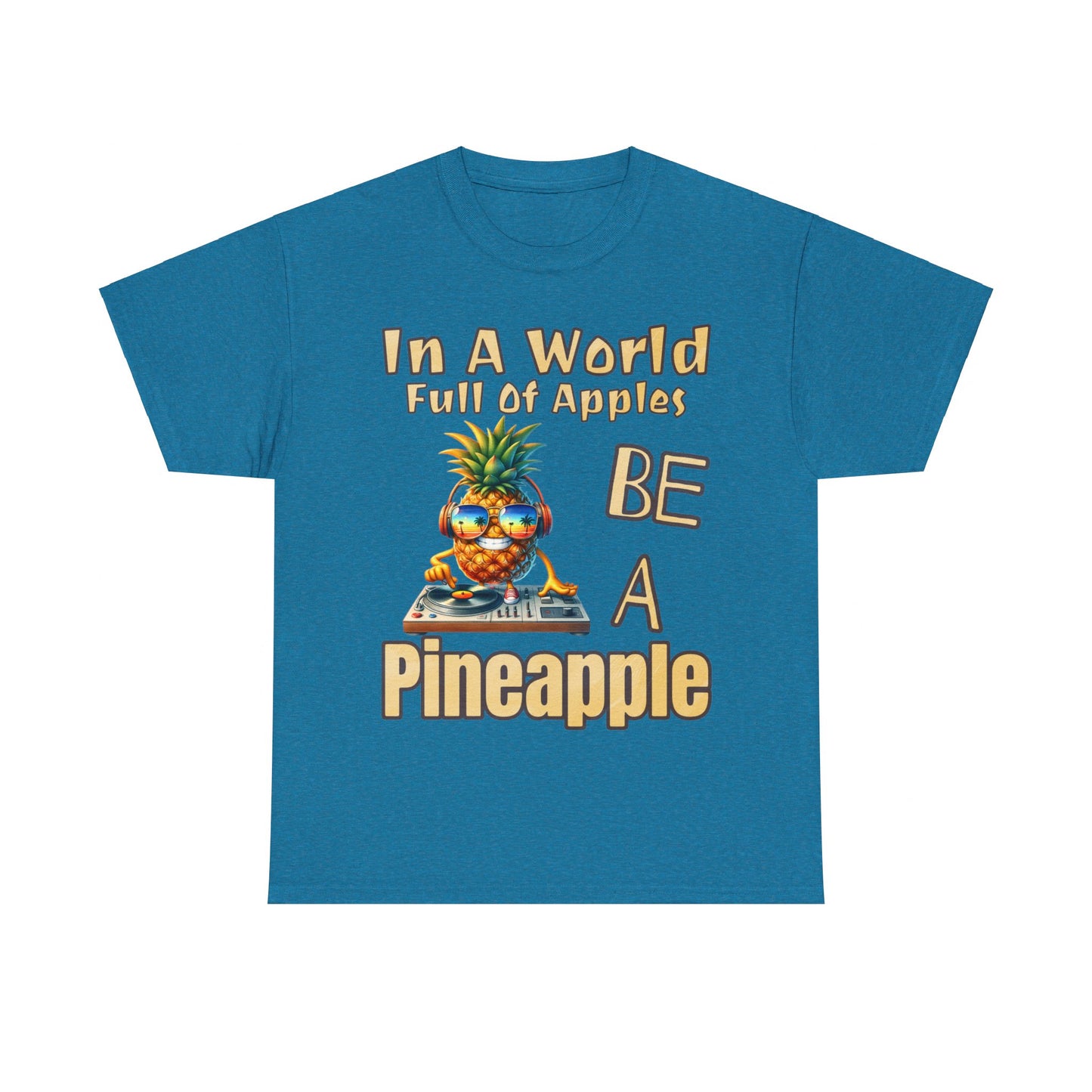 Cool Pineapple DJ Beach Reflection Shades Unisex Heavy Cotton Tee