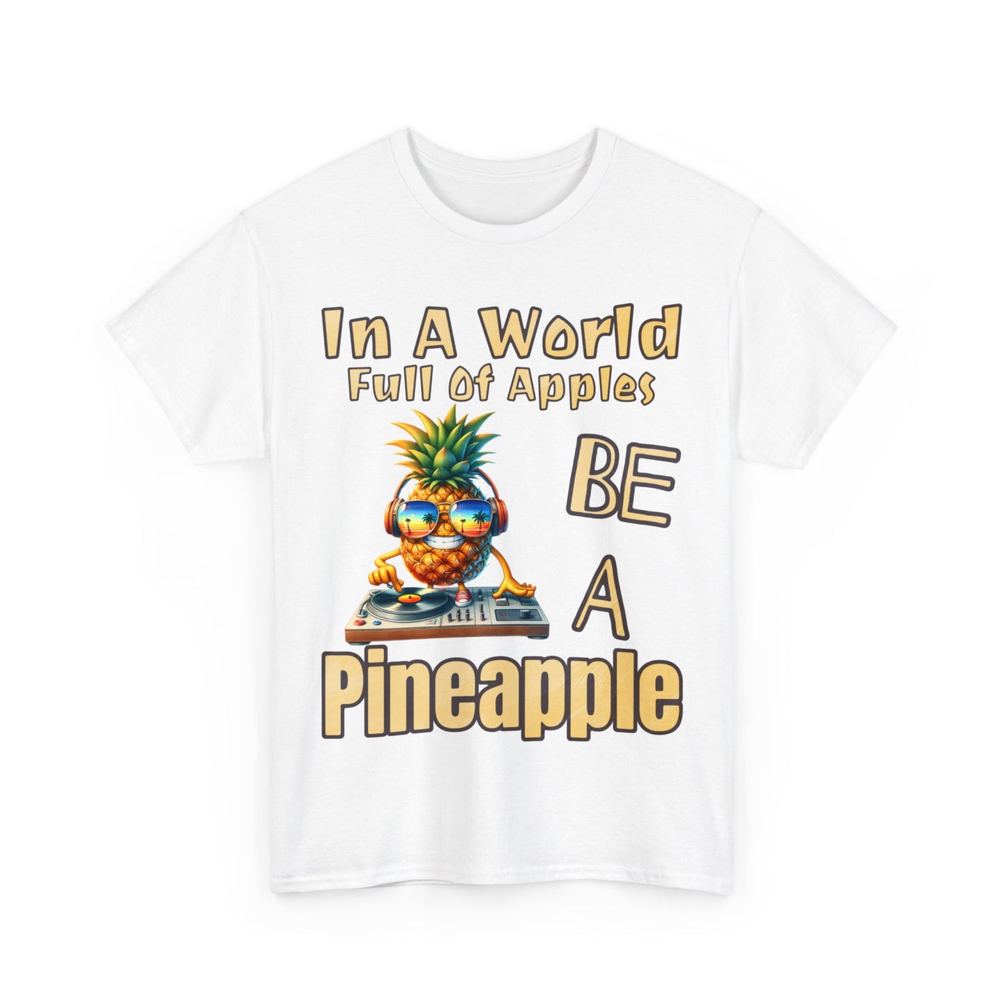 Cool Pineapple DJ Beach Reflection Shades Unisex Heavy Cotton Tee