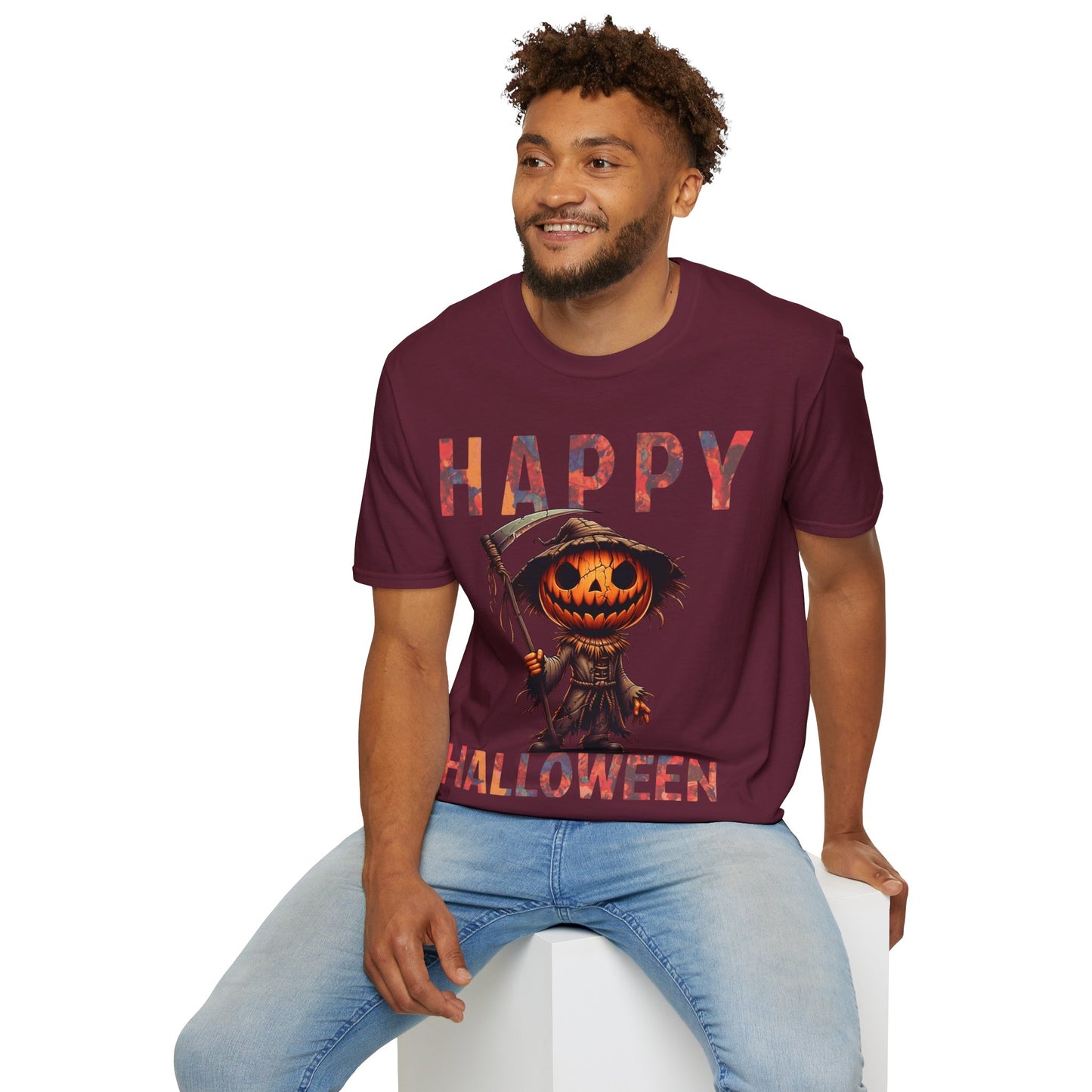 Pumpkin Grim Reaper Scary Creepy Festive Happy Halloween T-Shirt