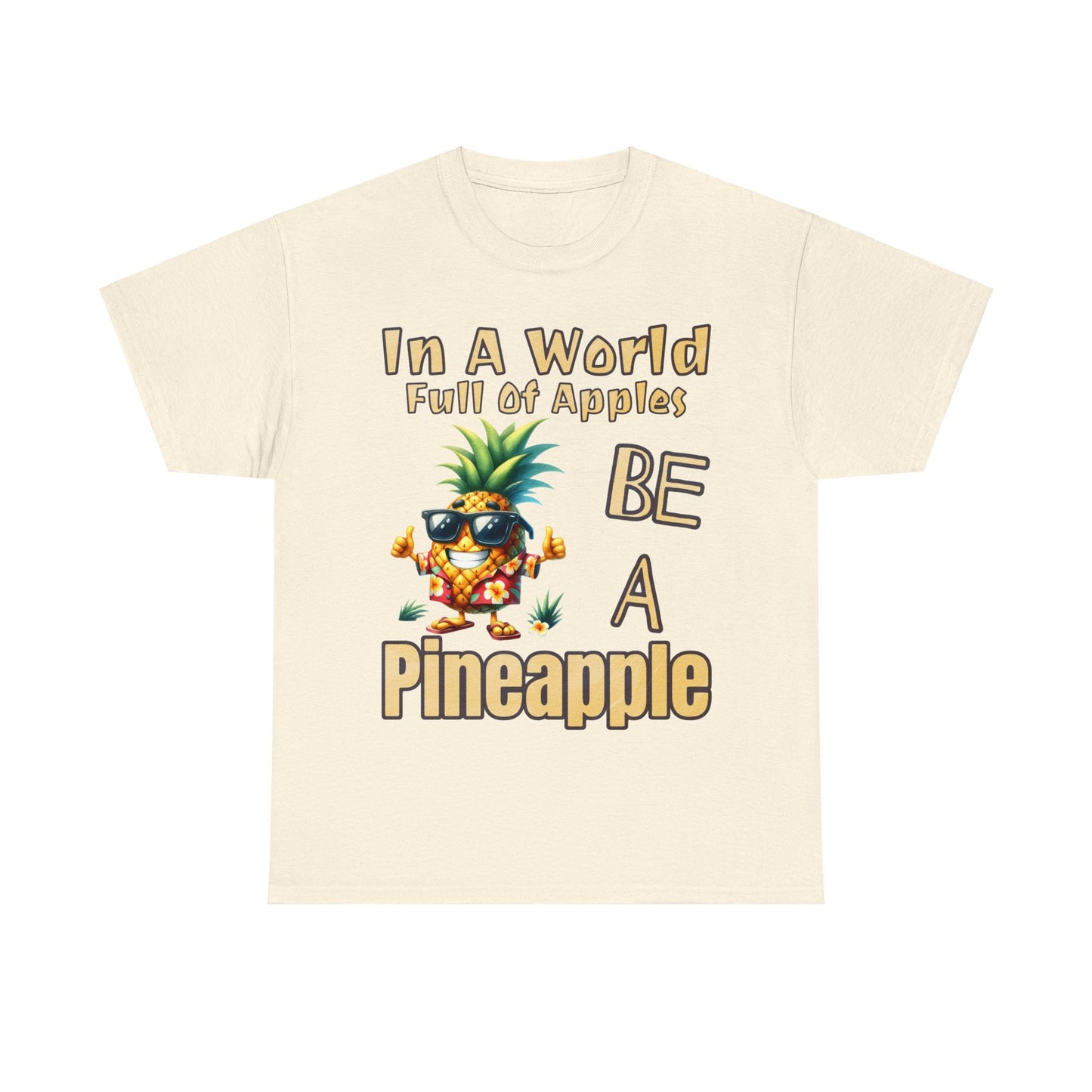 Cool Pineapple With Flower Shirt Unisex Heavy Cotton Tee