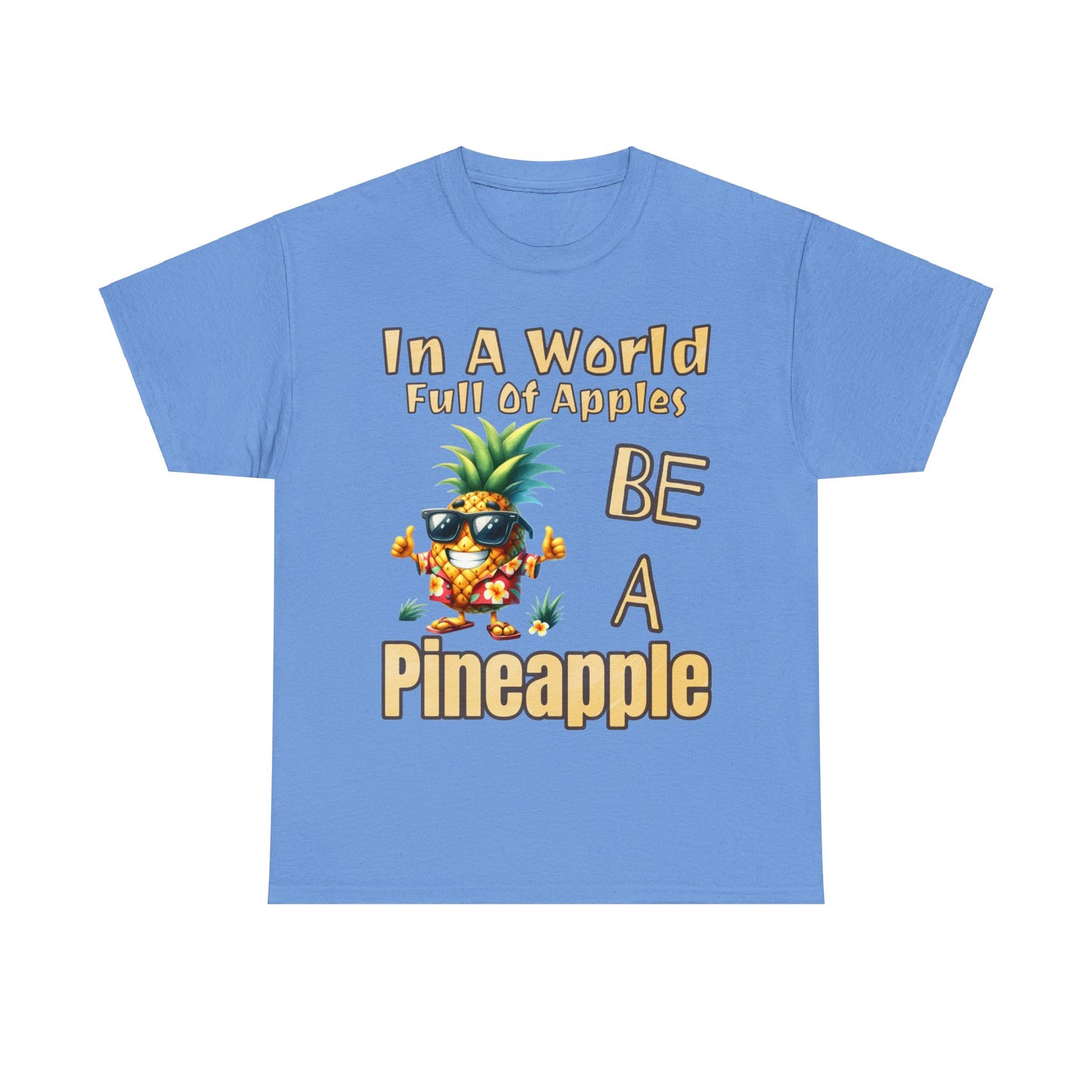 Cool Pineapple With Flower Shirt Unisex Heavy Cotton Tee