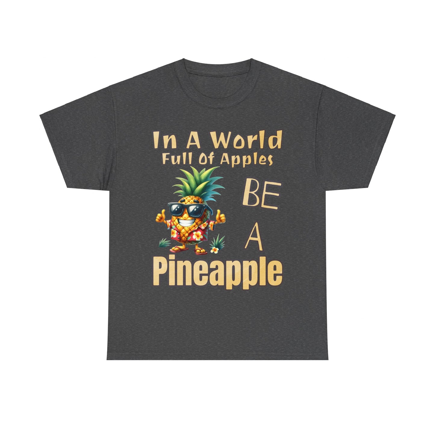 Cool Pineapple With Flower Shirt Unisex Heavy Cotton Tee