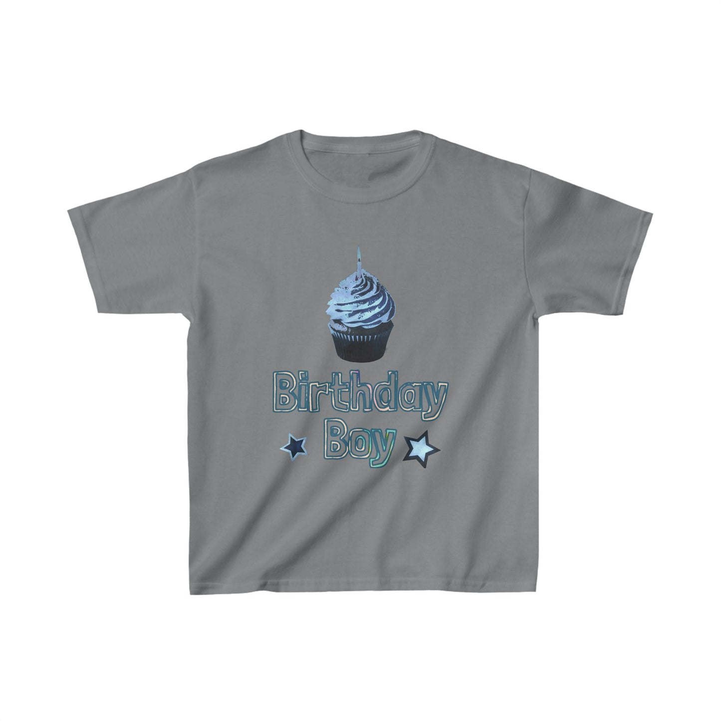 Birthday Boy Blue Cupcake Grunge Look Kids Heavy Cotton™ Tee