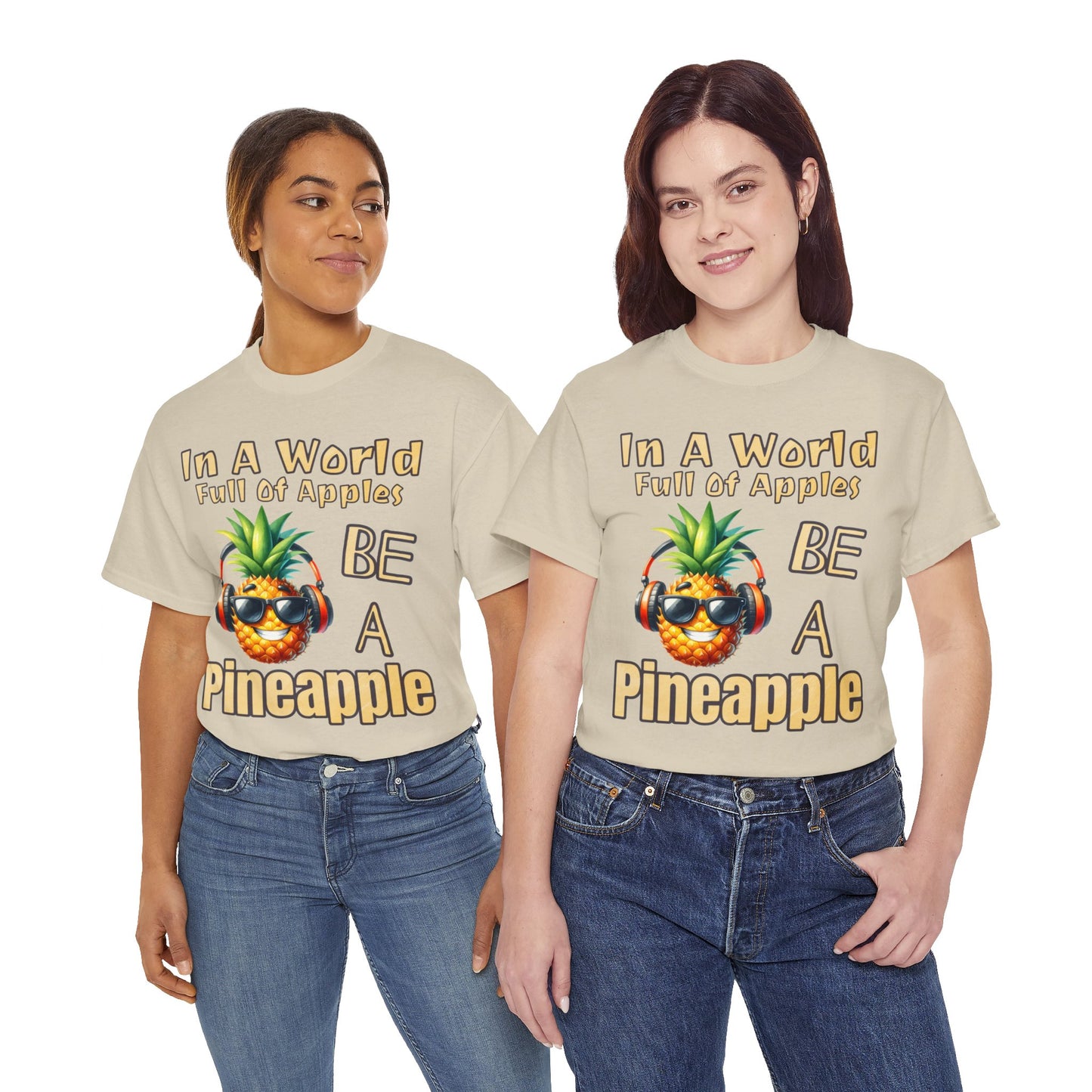 Cool Pineapple Music Headphones Unisex Heavy Cotton Tee