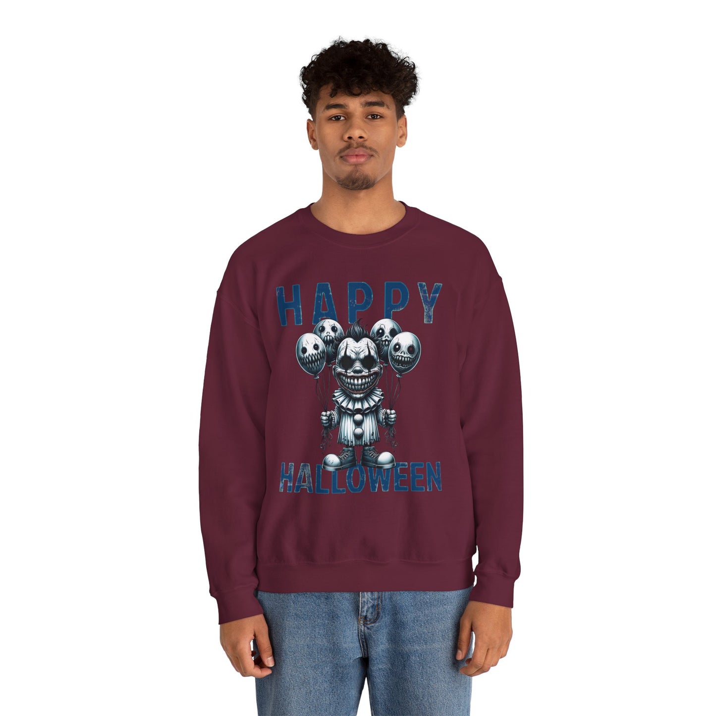 Creepy Scary Clown With Clown Balloons Happy Halloween Sweatshirt