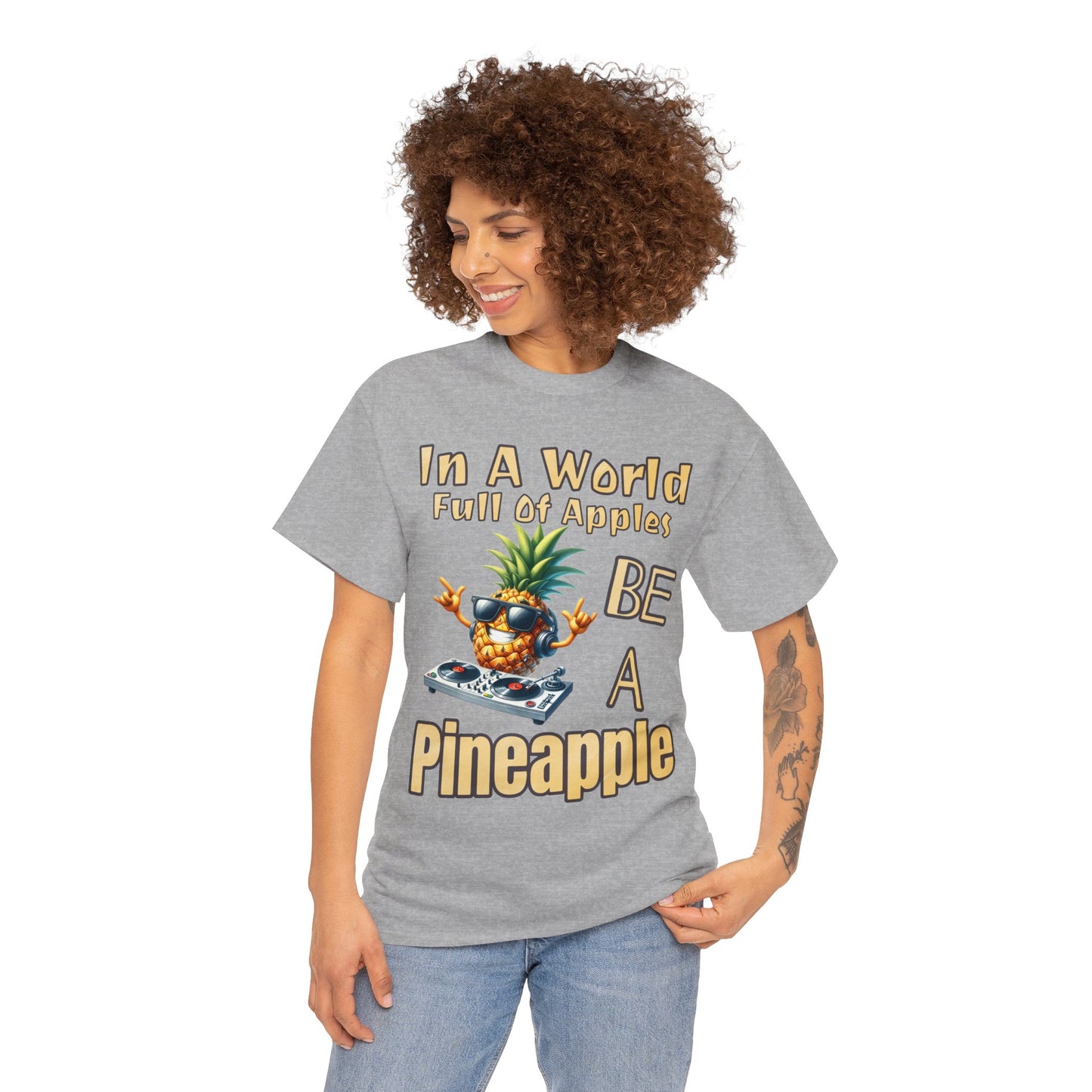 Cool Pineapple DJ Music Decks Unisex Heavy Cotton Tee