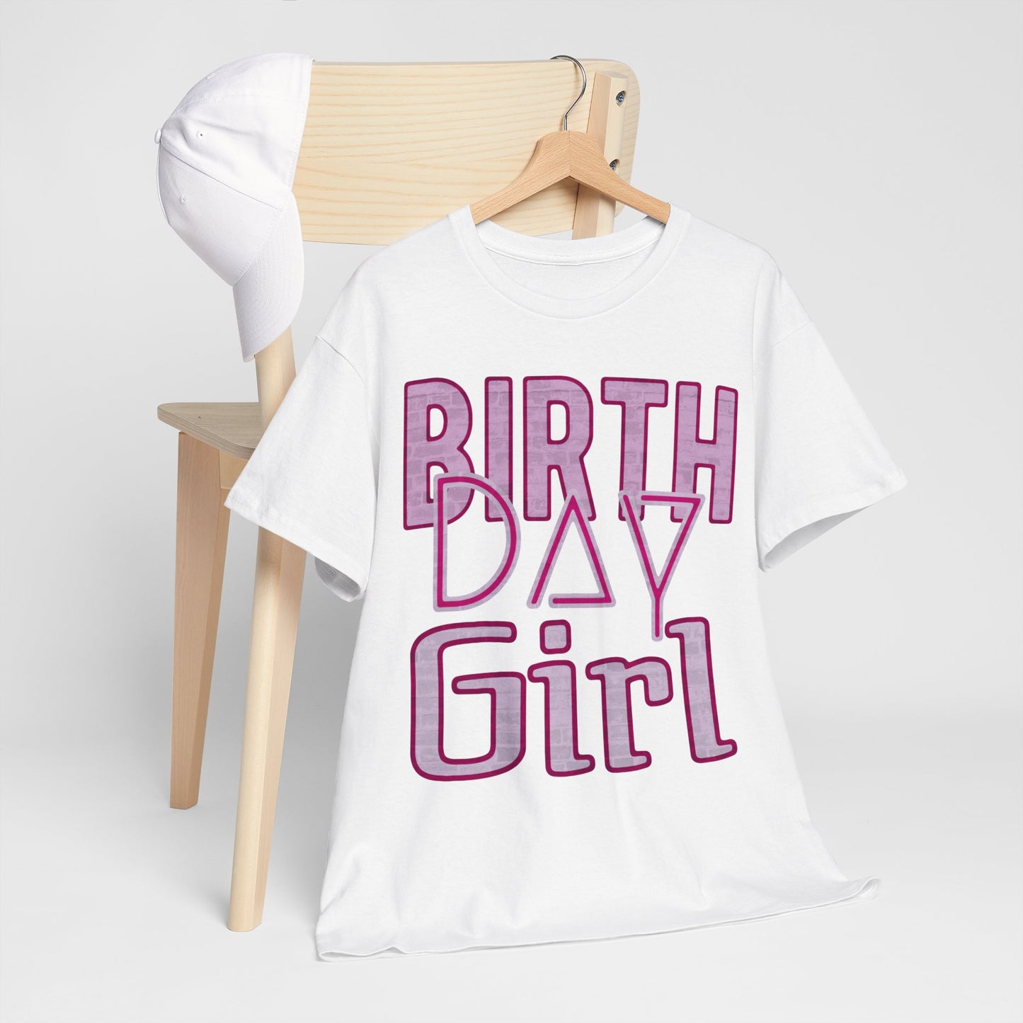 Birthday Girl Pink Brick Wall Grunge Look Unisex Heavy Cotton Tee