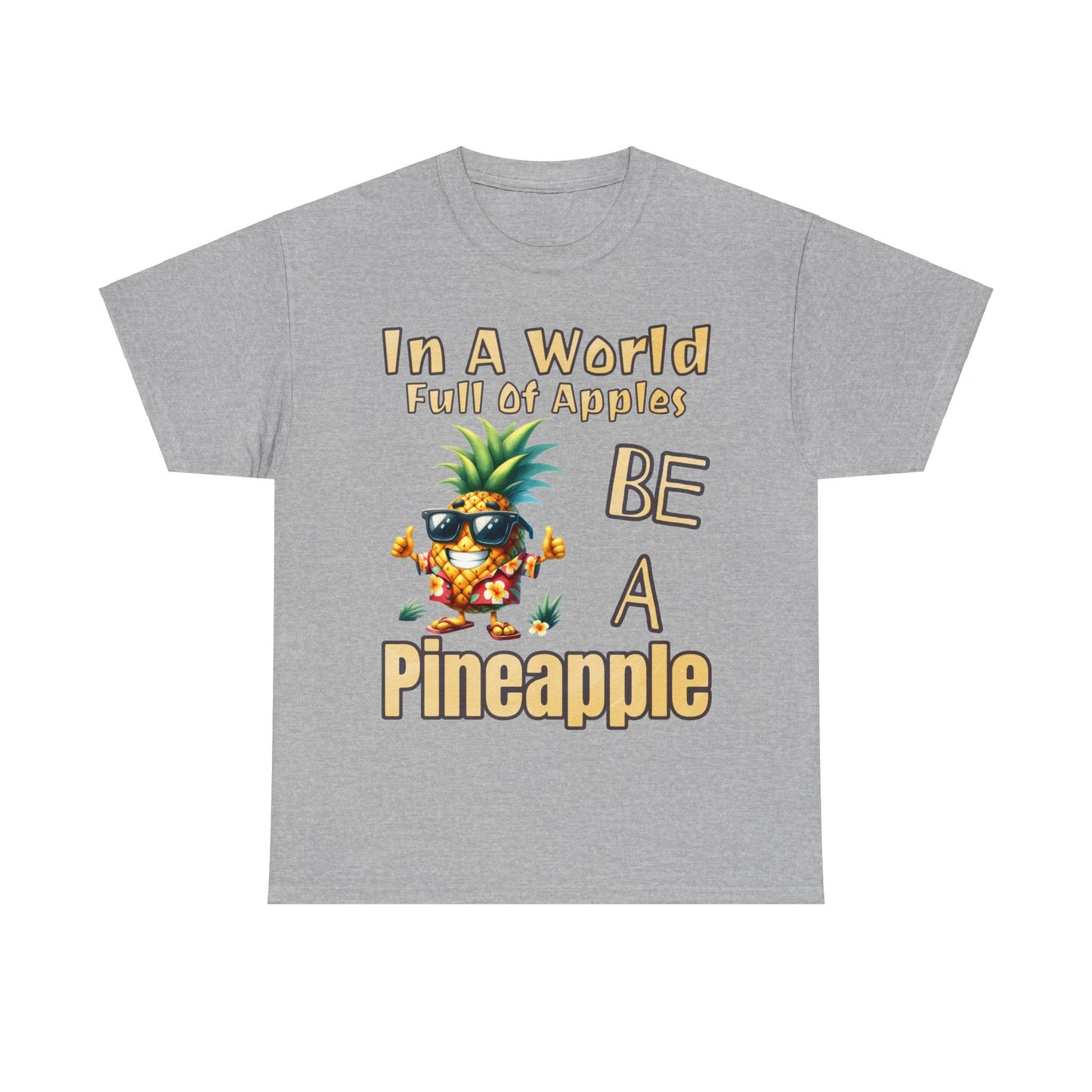 Cool Pineapple With Flower Shirt Unisex Heavy Cotton Tee