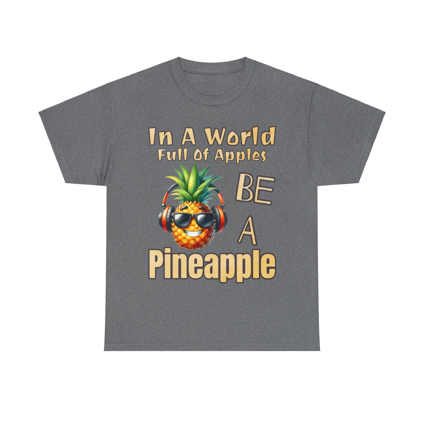 Cool Pineapple Music Headphones Unisex Heavy Cotton Tee