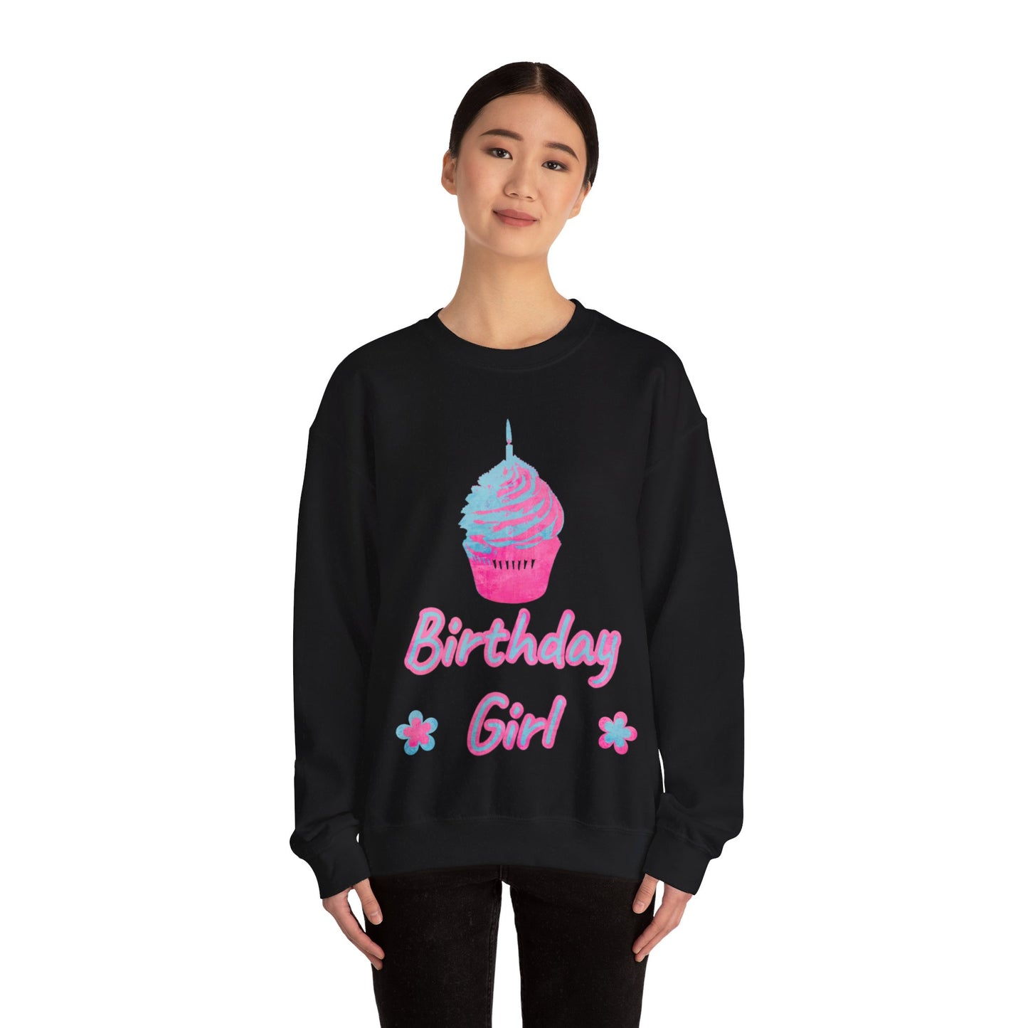 Birthday Girl Blue and Pink Unisex Heavy Blend™ Crewneck Sweatshirt