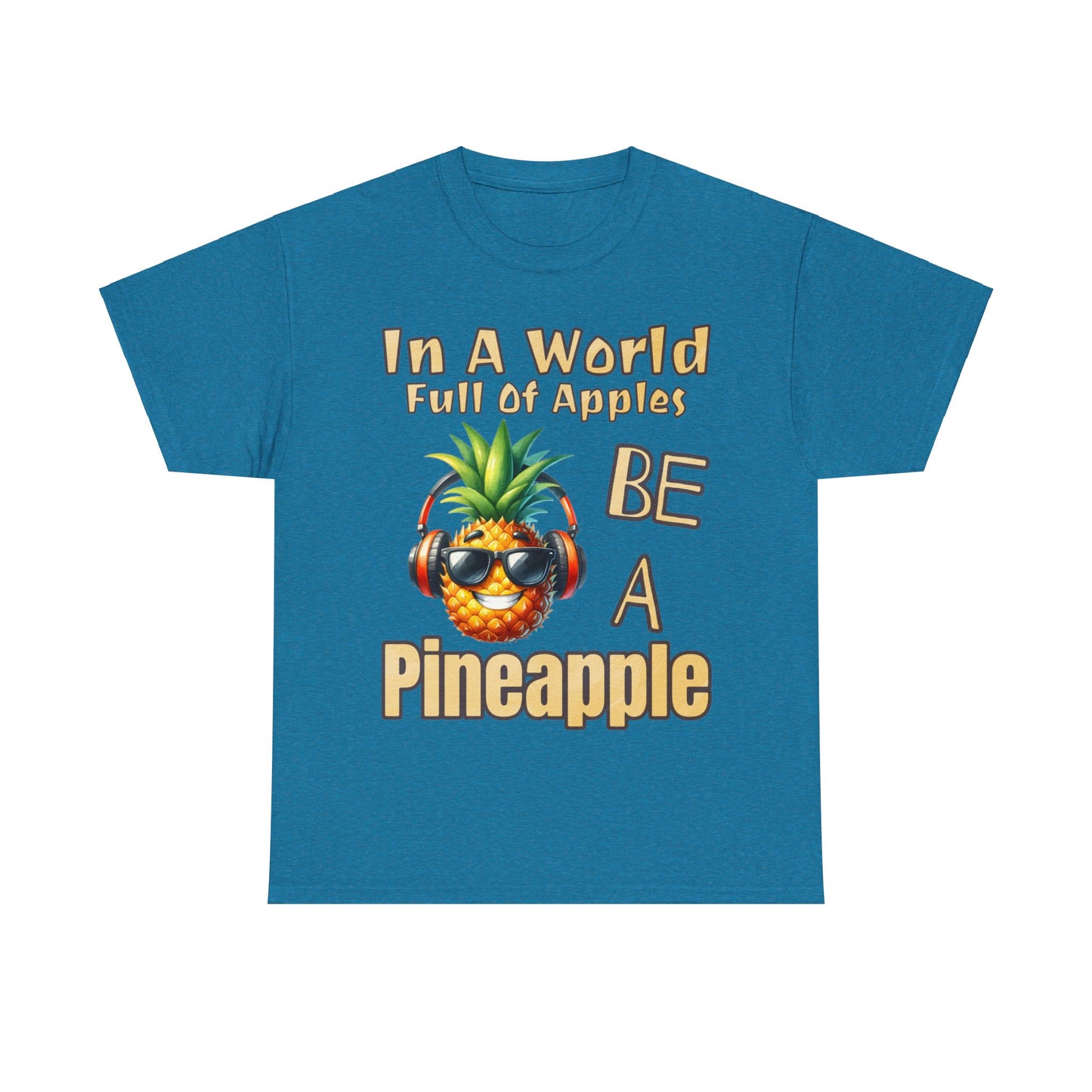 Cool Pineapple Music Headphones Unisex Heavy Cotton Tee