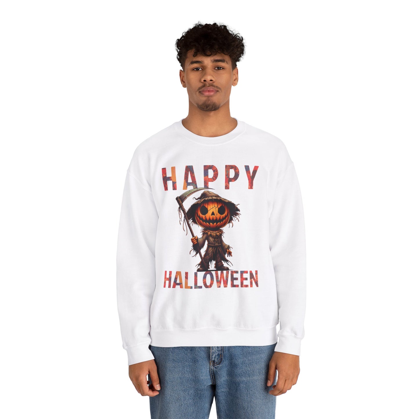 Pumpkin Grim Reaper Scary Creepy Happy Halloween Sweatshirt