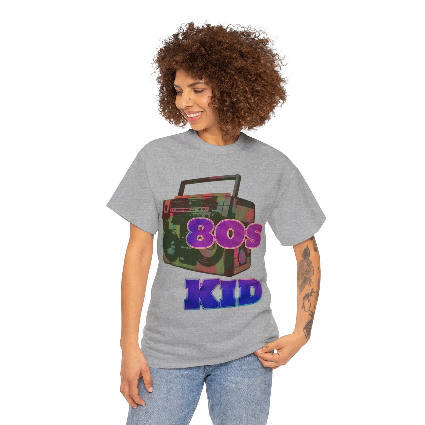 80s Kid Stunning Boombox design Unisex Heavy Cotton Tee