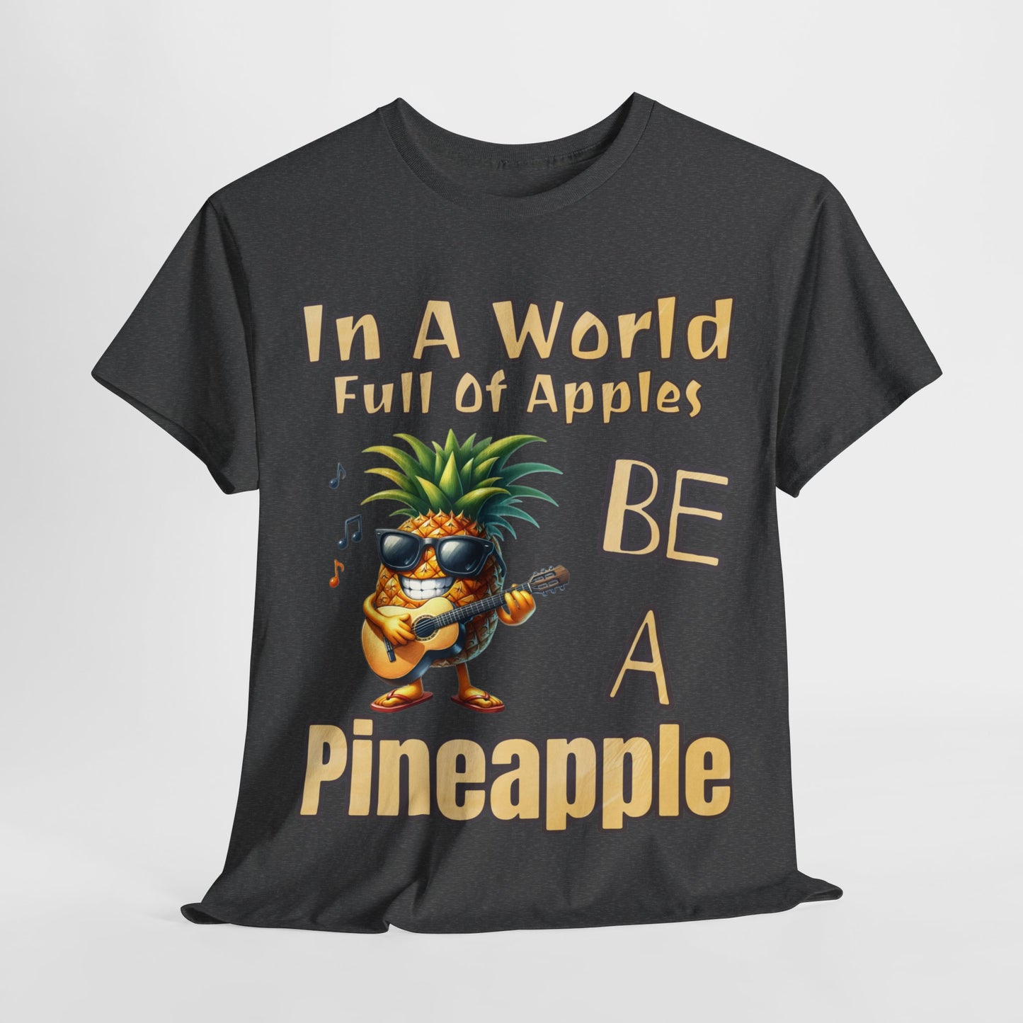 Cool Pineapple Playing Guitar Unisex Heavy Cotton Tee