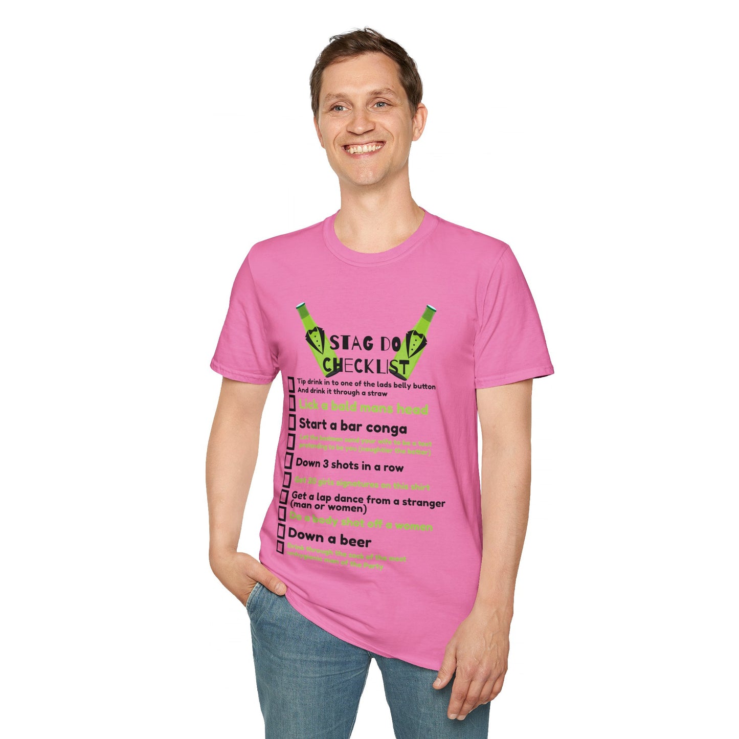 Stag Party do To Do List Funny Unisex Softstyle T-Shirt