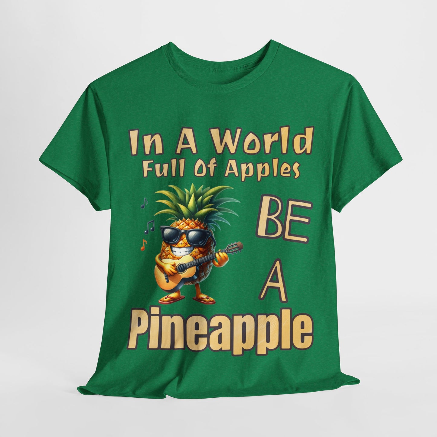 Cool Pineapple Playing Guitar Unisex Heavy Cotton Tee