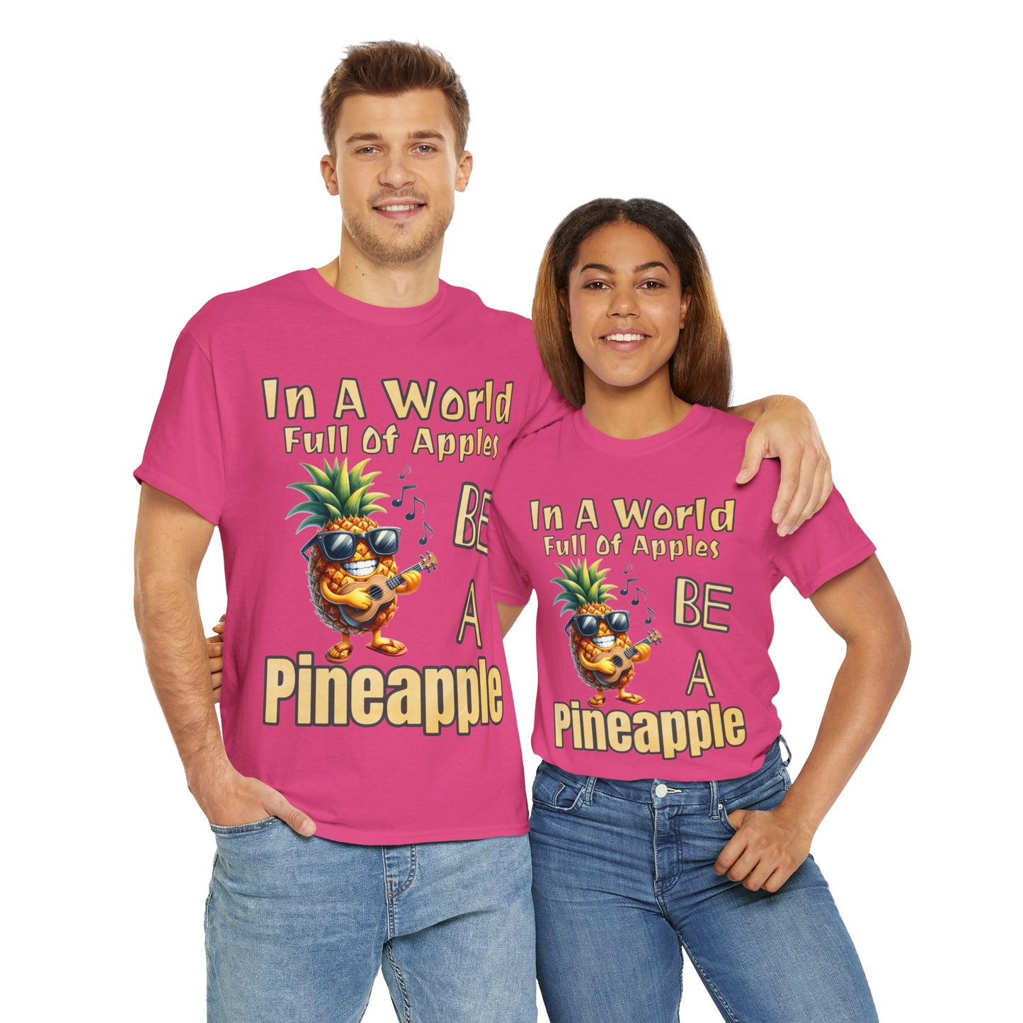 Cool Pineapple Guitar Music Design Unisex Heavy Cotton Tee