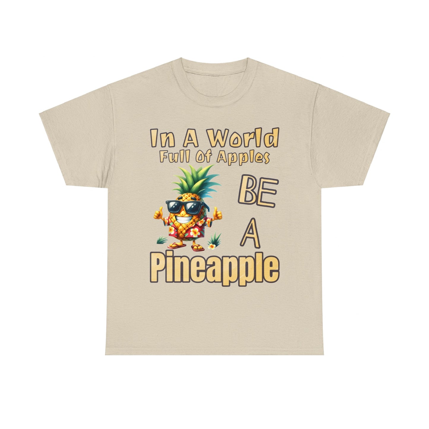 Cool Pineapple With Flower Shirt Unisex Heavy Cotton Tee