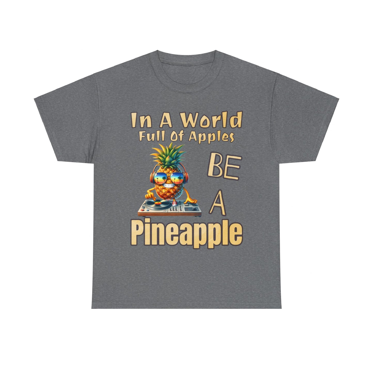 Cool Pineapple DJ Beach Reflection Shades Unisex Heavy Cotton Tee