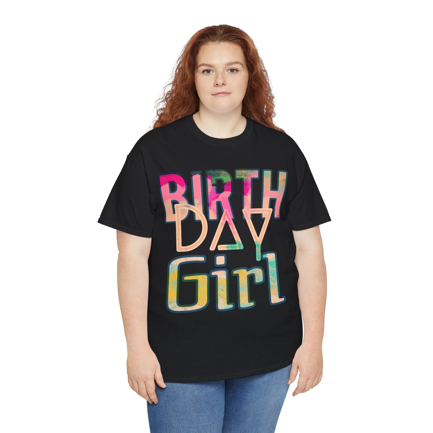 Birthday Girl Pink Street Art Unisex Heavy Cotton Tee