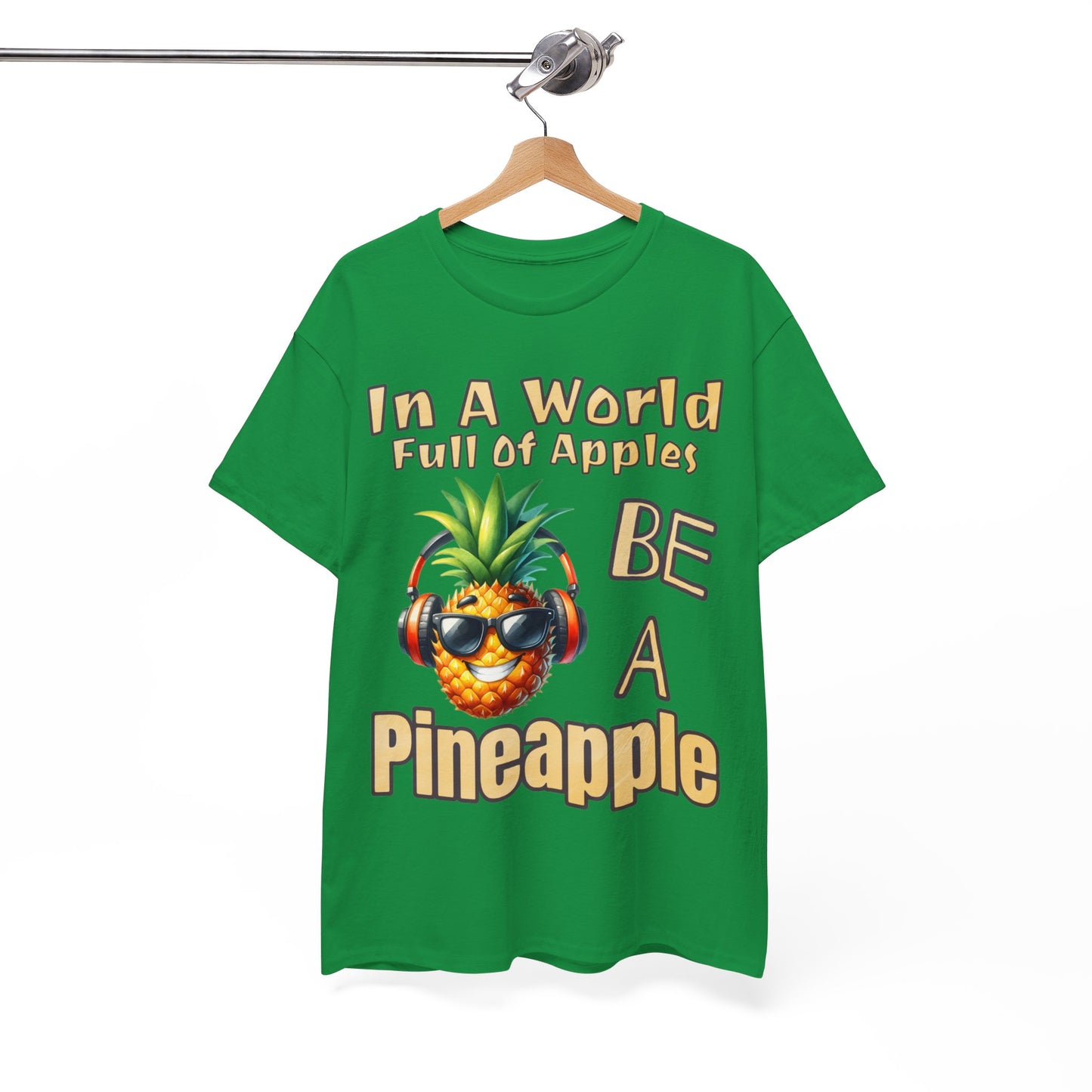 Cool Pineapple Music Headphones Unisex Heavy Cotton Tee