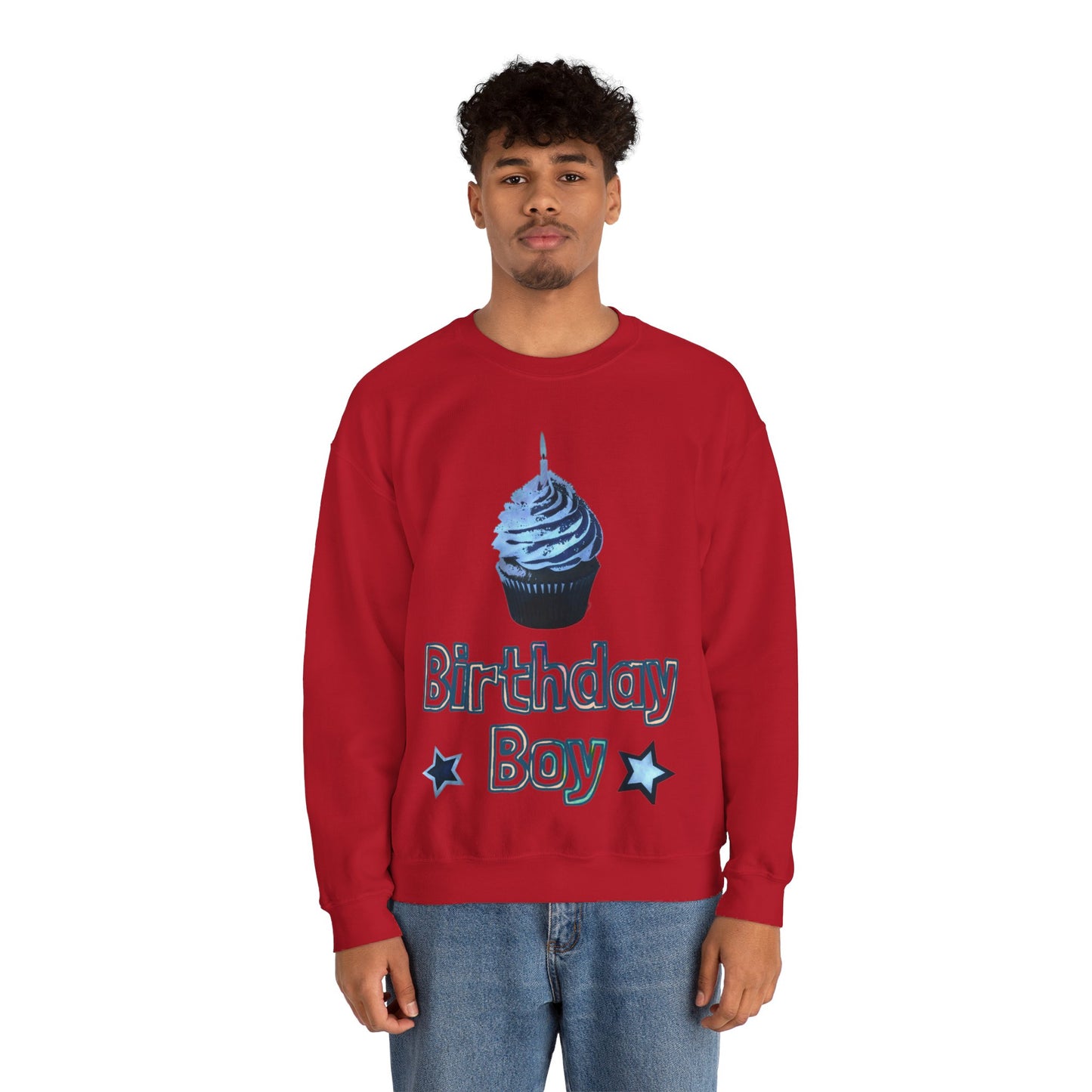 Birthday Boy Blue Cupcake Grunge look Unisex Heavy Blend™ Crewneck Sweatshirt