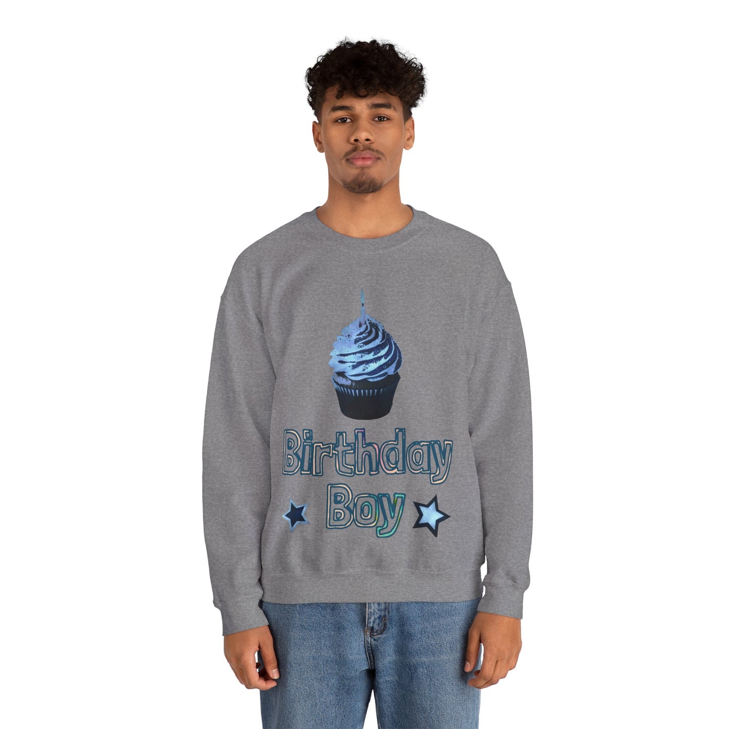 Birthday Boy Blue Cupcake Grunge look Unisex Heavy Blend™ Crewneck Sweatshirt