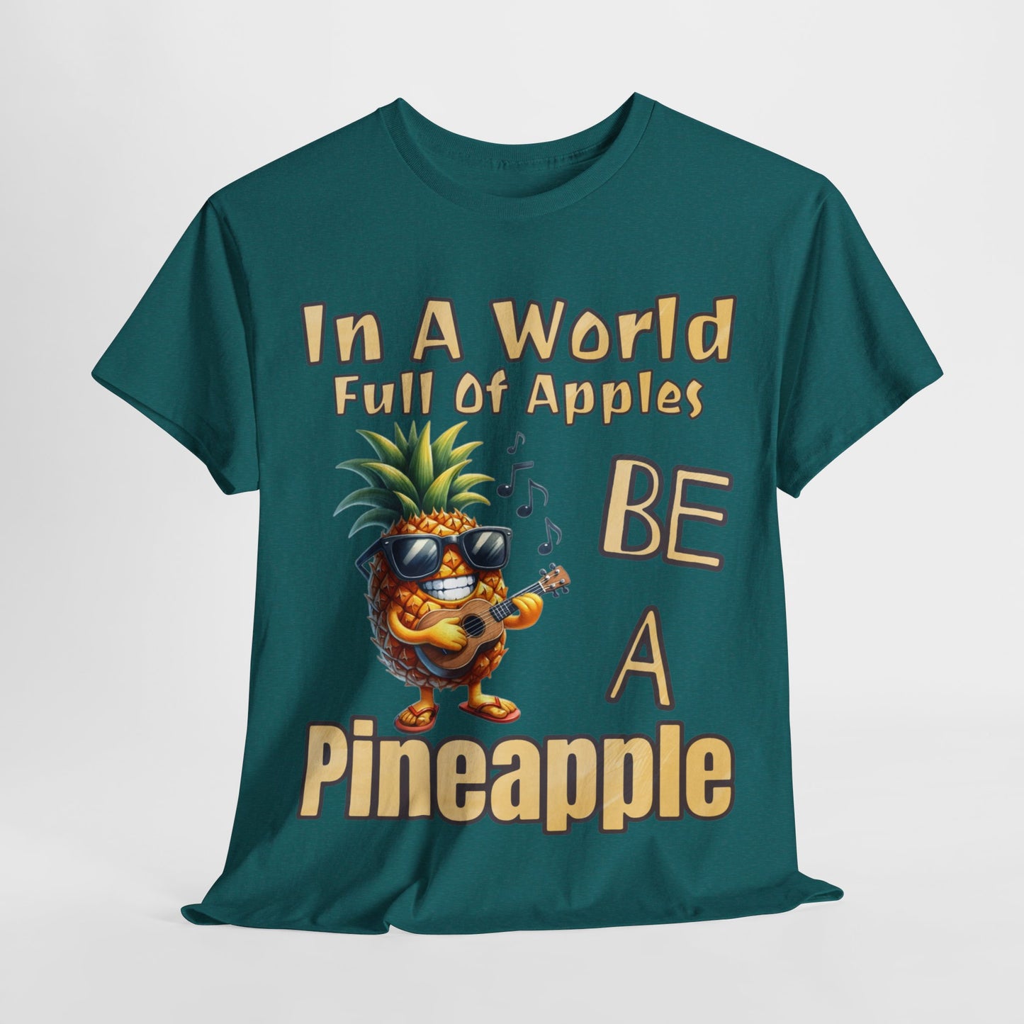 Cool Pineapple Guitar Music Design Unisex Heavy Cotton Tee