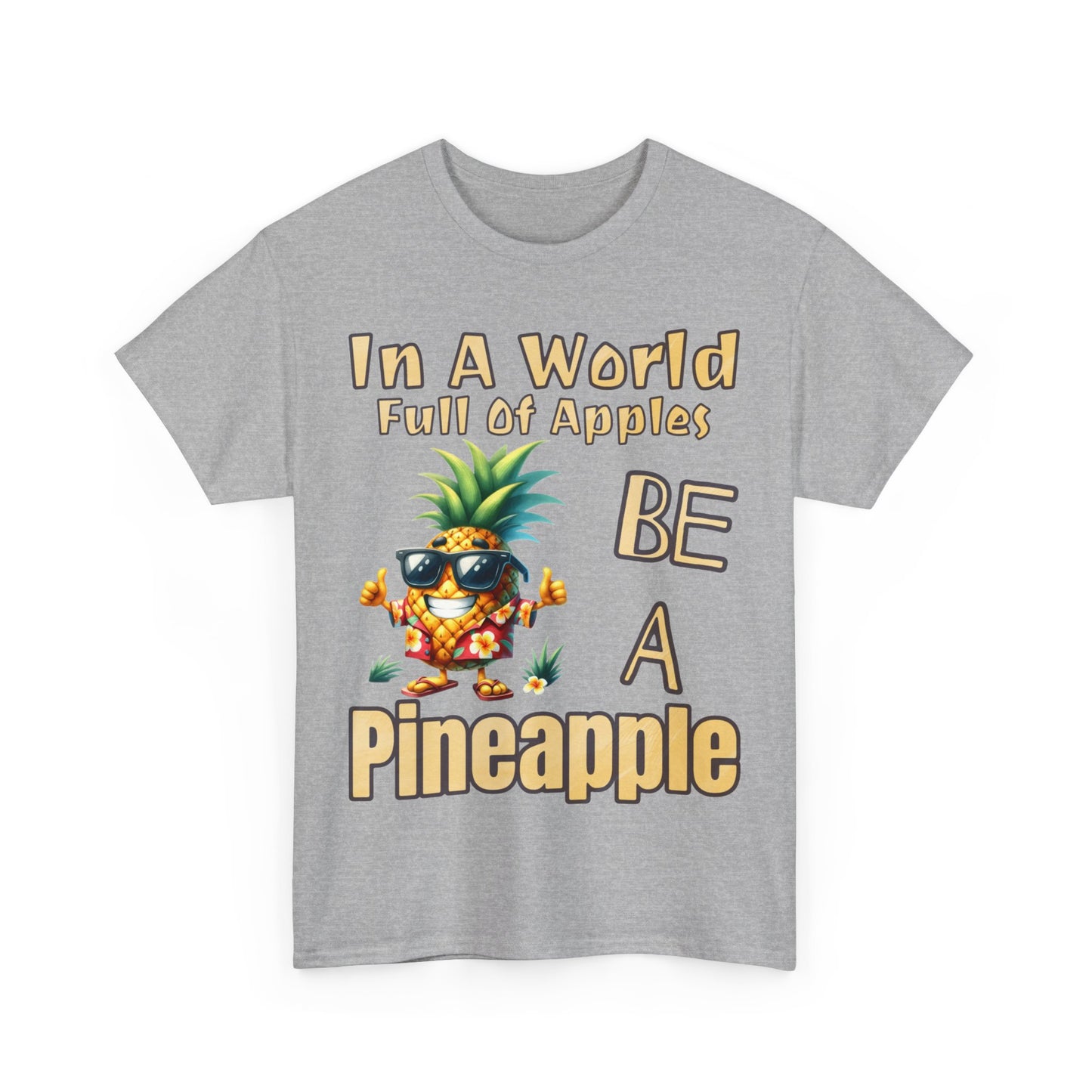 Cool Pineapple With Flower Shirt Unisex Heavy Cotton Tee