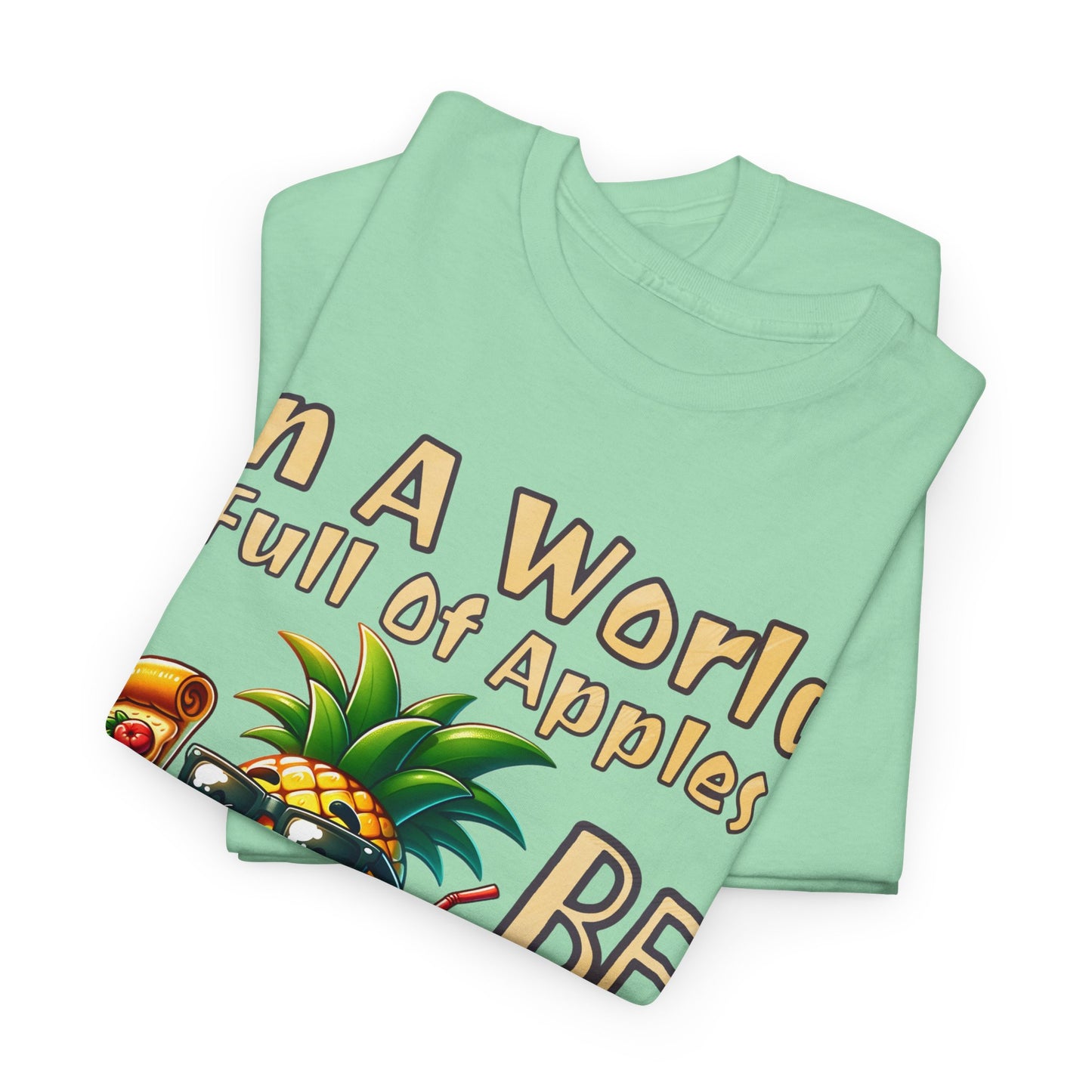 Cool Pineapple With Pizza Slice & Cocktail Unisex Heavy Cotton Tee