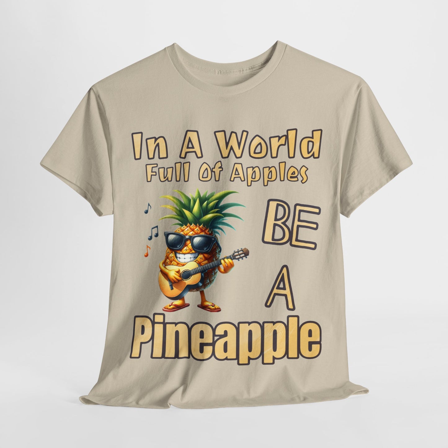 Cool Pineapple Playing Guitar Unisex Heavy Cotton Tee