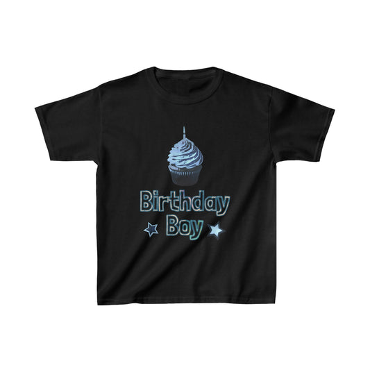 Birthday Boy Blue Cupcake Grunge Look Kids Heavy Cotton™ Tee