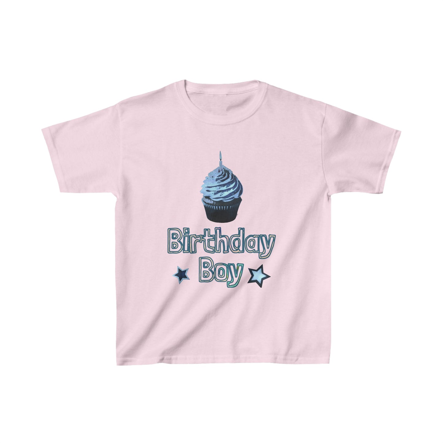 Birthday Boy Blue Cupcake Grunge Look Kids Heavy Cotton™ Tee