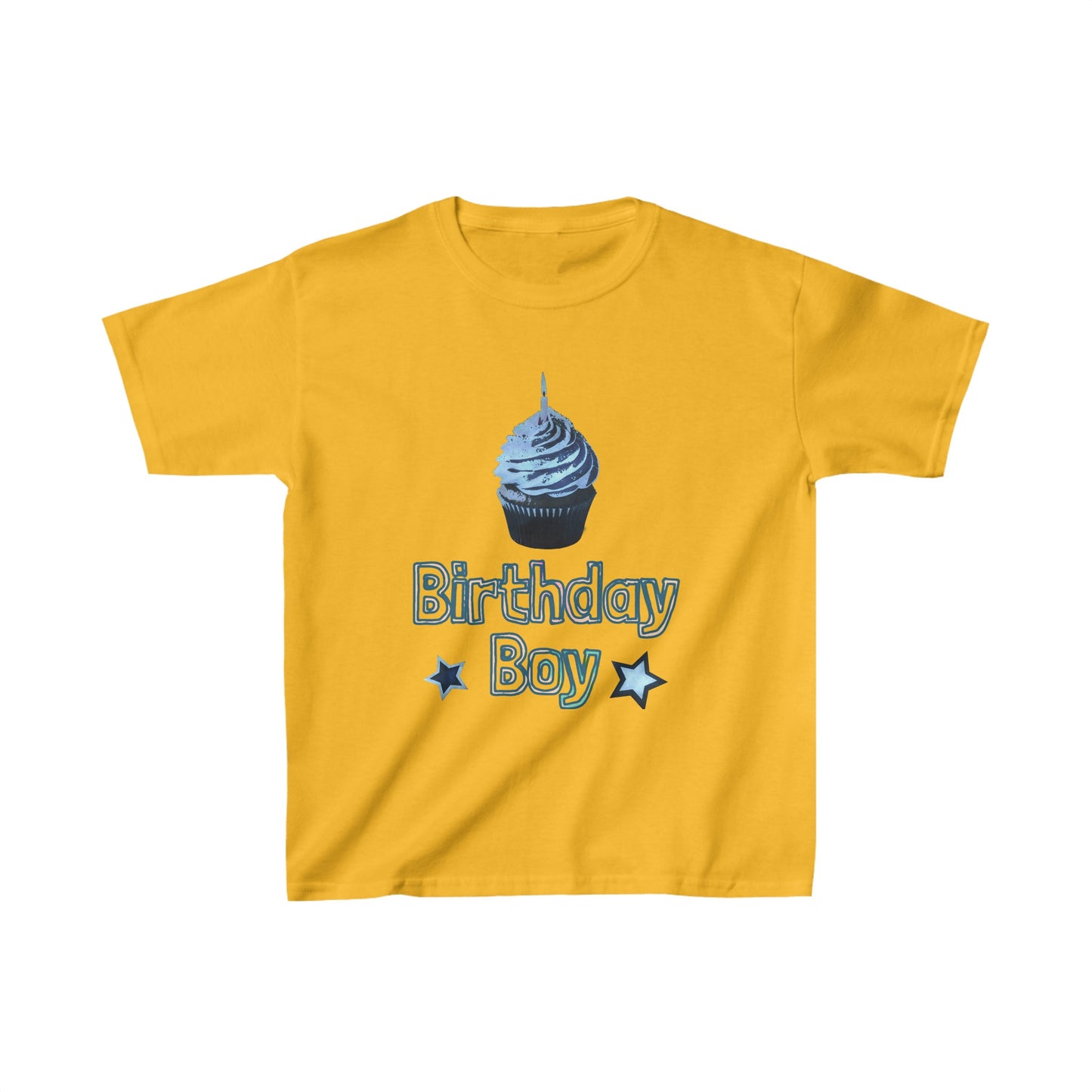 Birthday Boy Blue Cupcake Grunge Look Kids Heavy Cotton™ Tee