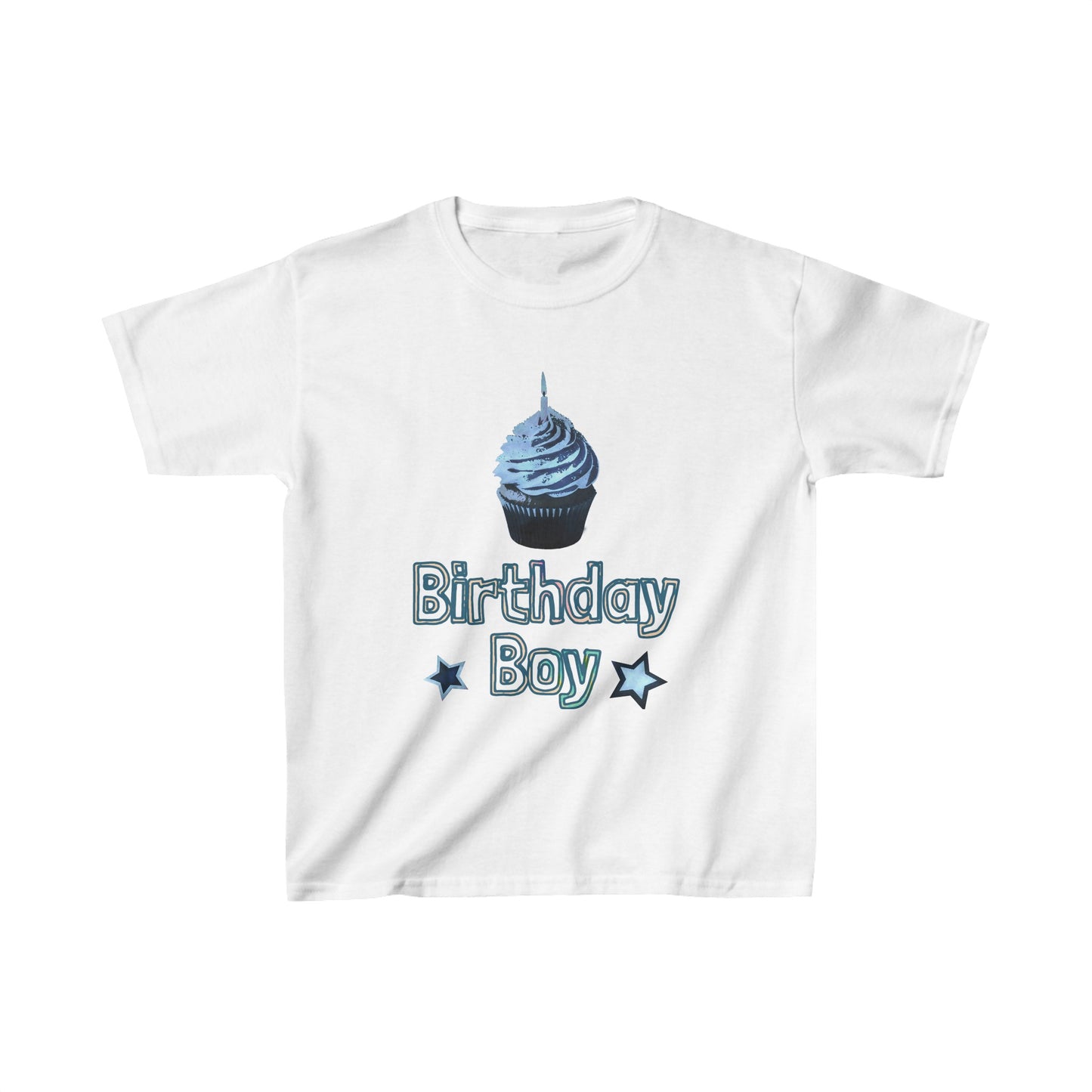 Birthday Boy Blue Cupcake Grunge Look Kids Heavy Cotton™ Tee