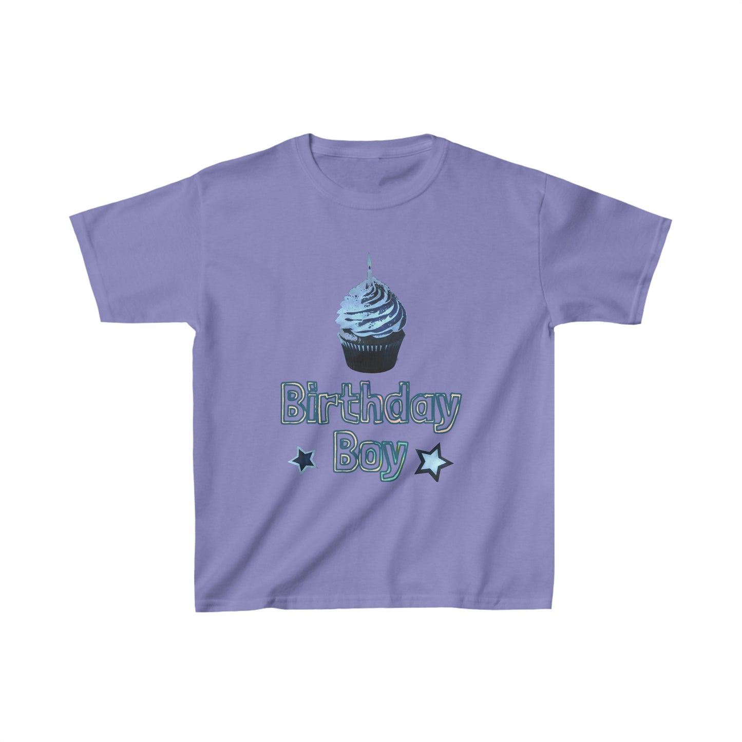 Birthday Boy Blue Cupcake Grunge Look Kids Heavy Cotton™ Tee