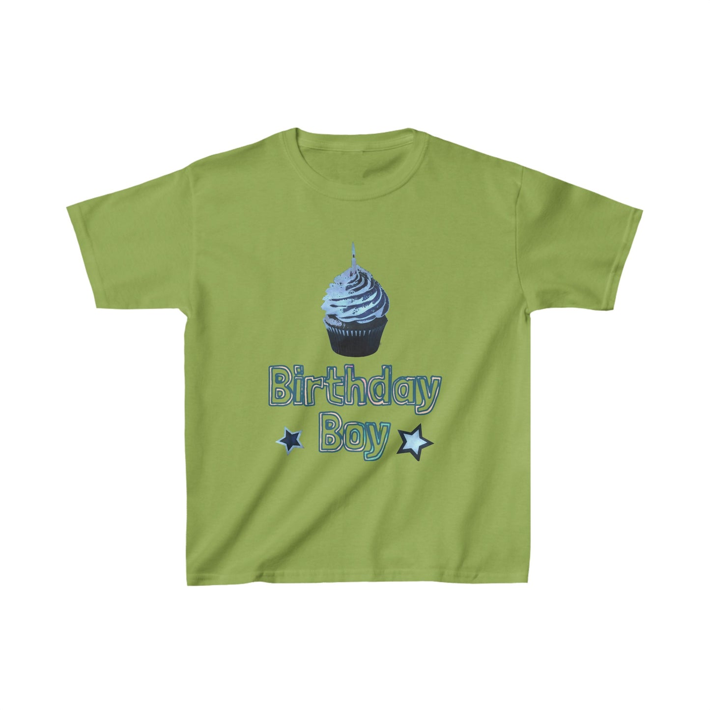 Birthday Boy Blue Cupcake Grunge Look Kids Heavy Cotton™ Tee