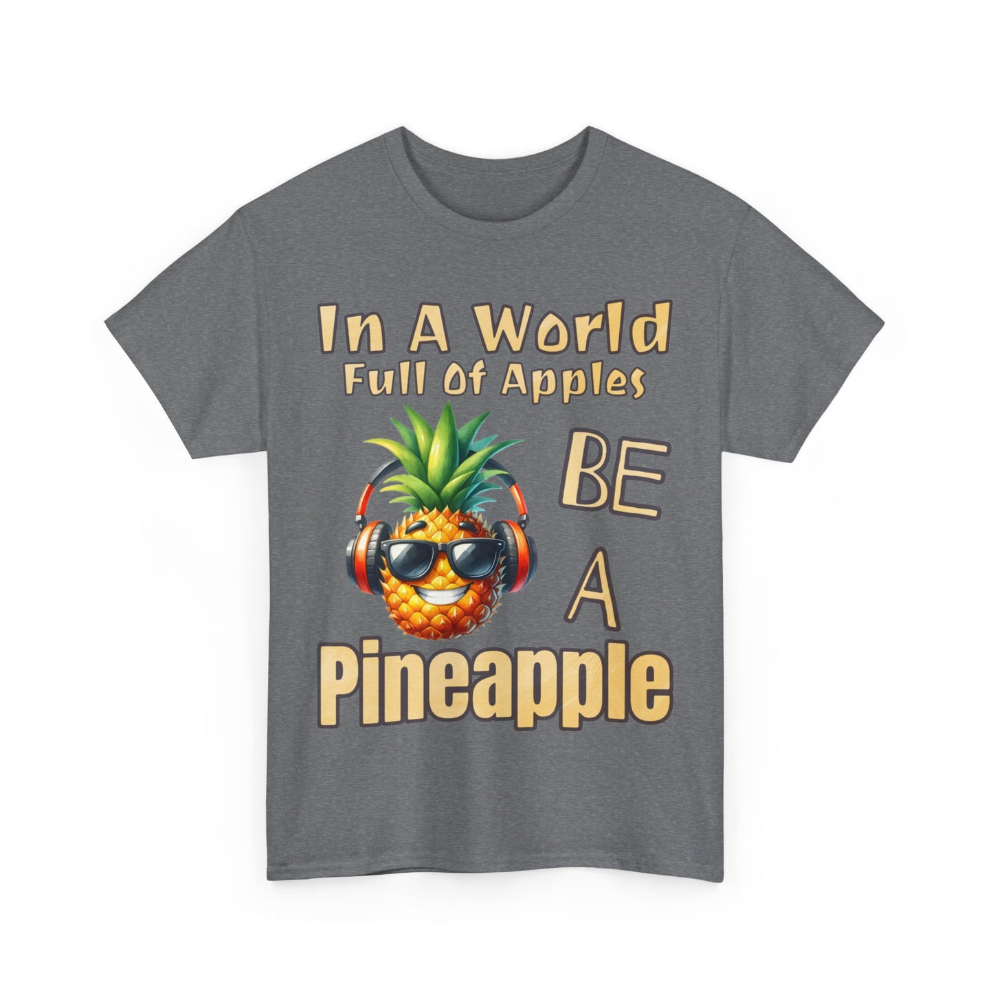 Cool Pineapple Music Headphones Unisex Heavy Cotton Tee