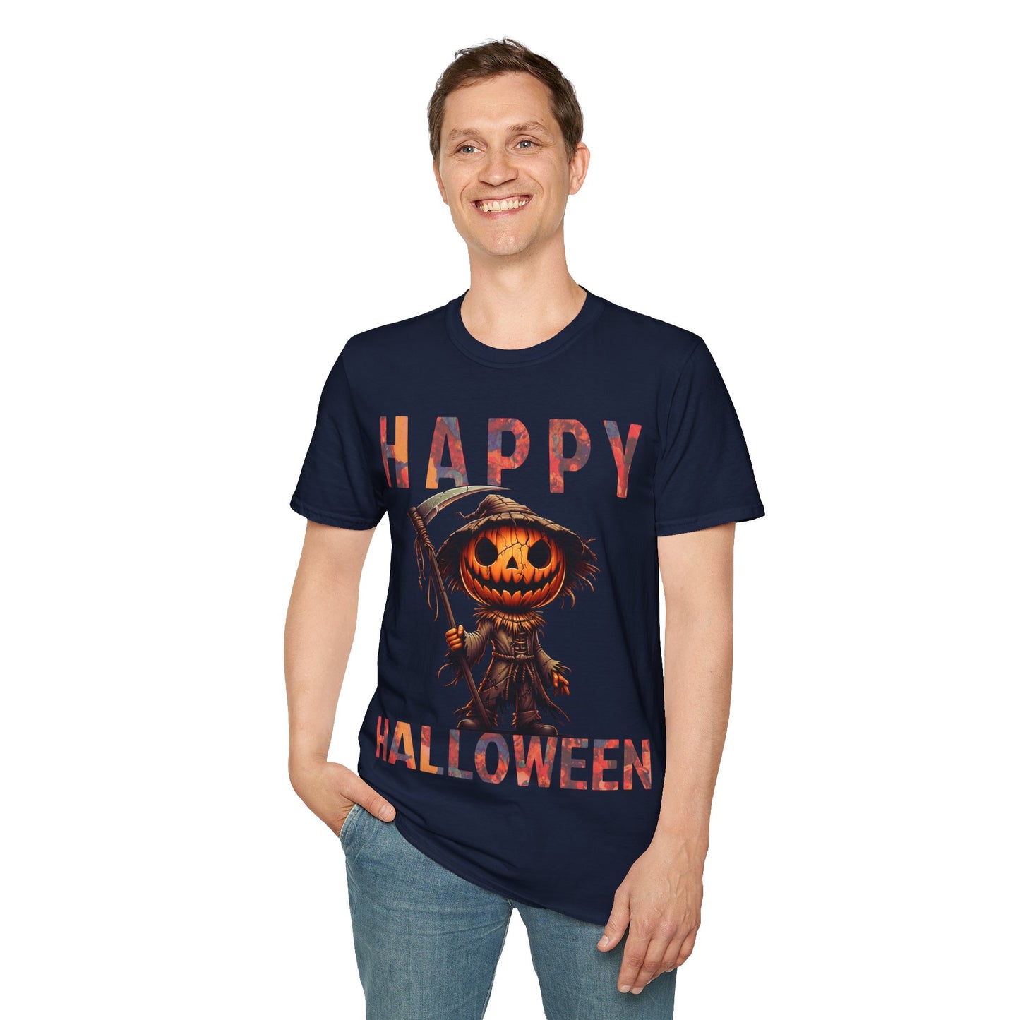 Pumpkin Grim Reaper Scary Creepy Festive Happy Halloween T-Shirt