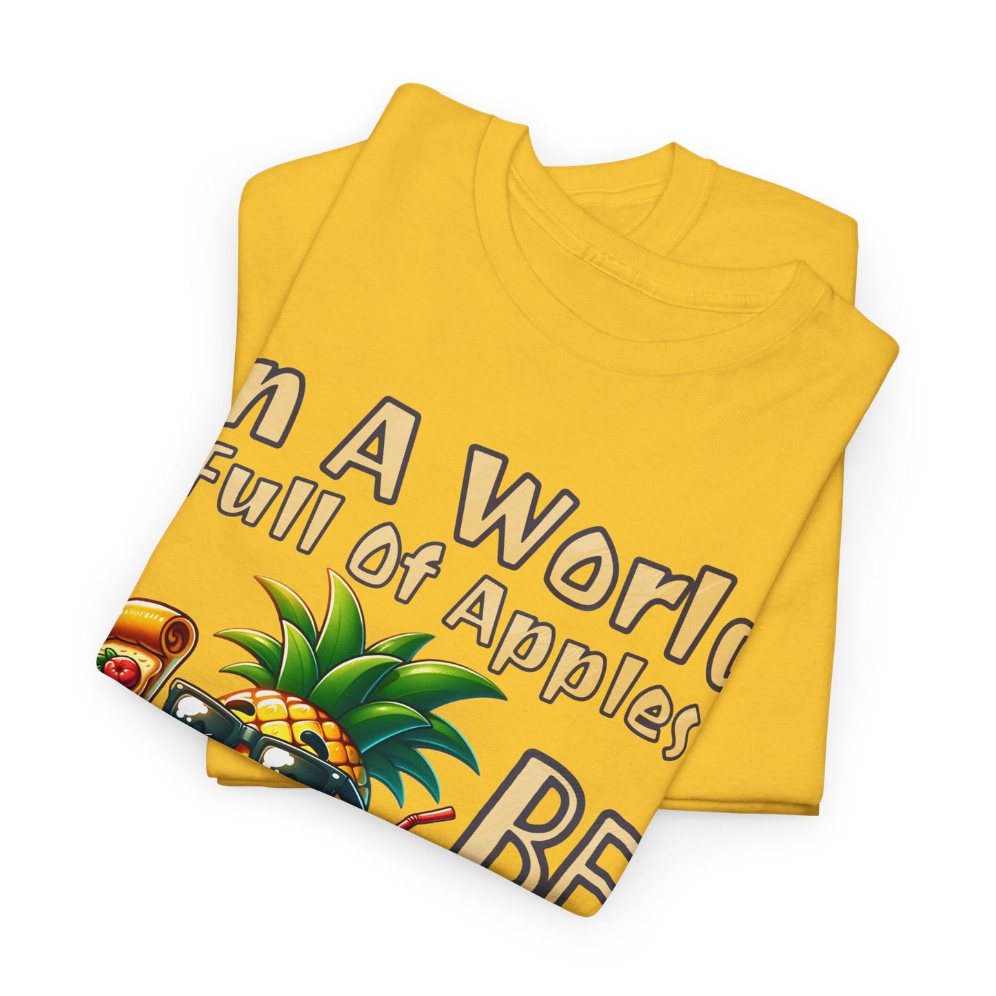 Cool Pineapple With Pizza Slice & Cocktail Unisex Heavy Cotton Tee