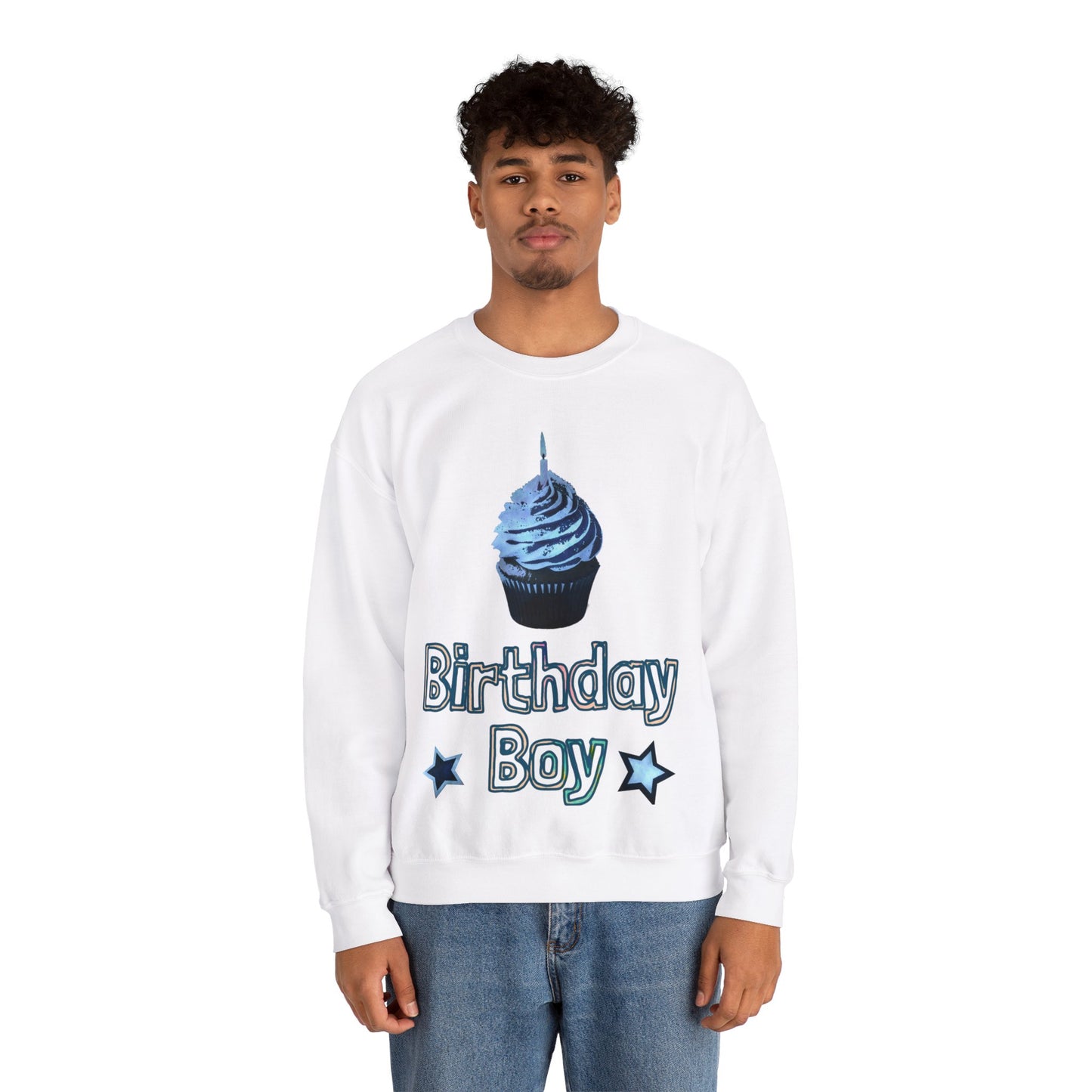 Birthday Boy Blue Cupcake Grunge look Unisex Heavy Blend™ Crewneck Sweatshirt