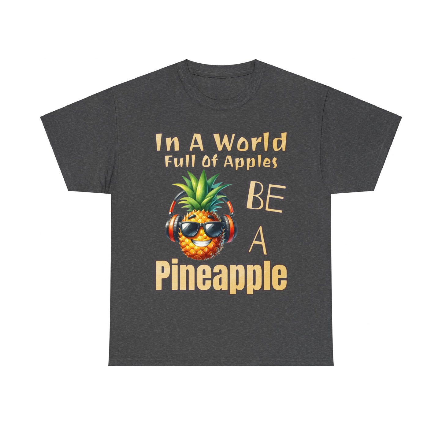 Cool Pineapple Music Headphones Unisex Heavy Cotton Tee