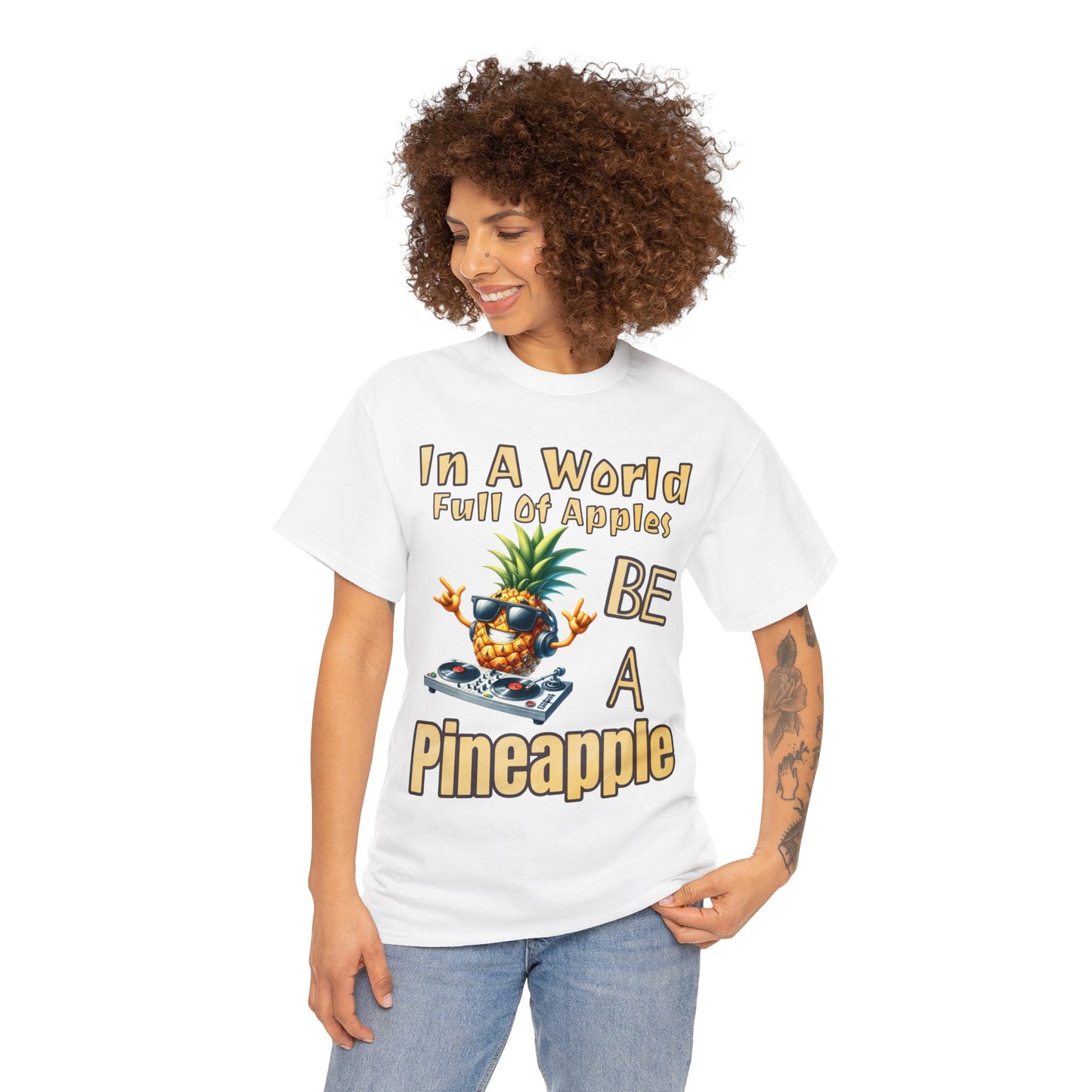 Cool Pineapple DJ Music Decks Unisex Heavy Cotton Tee