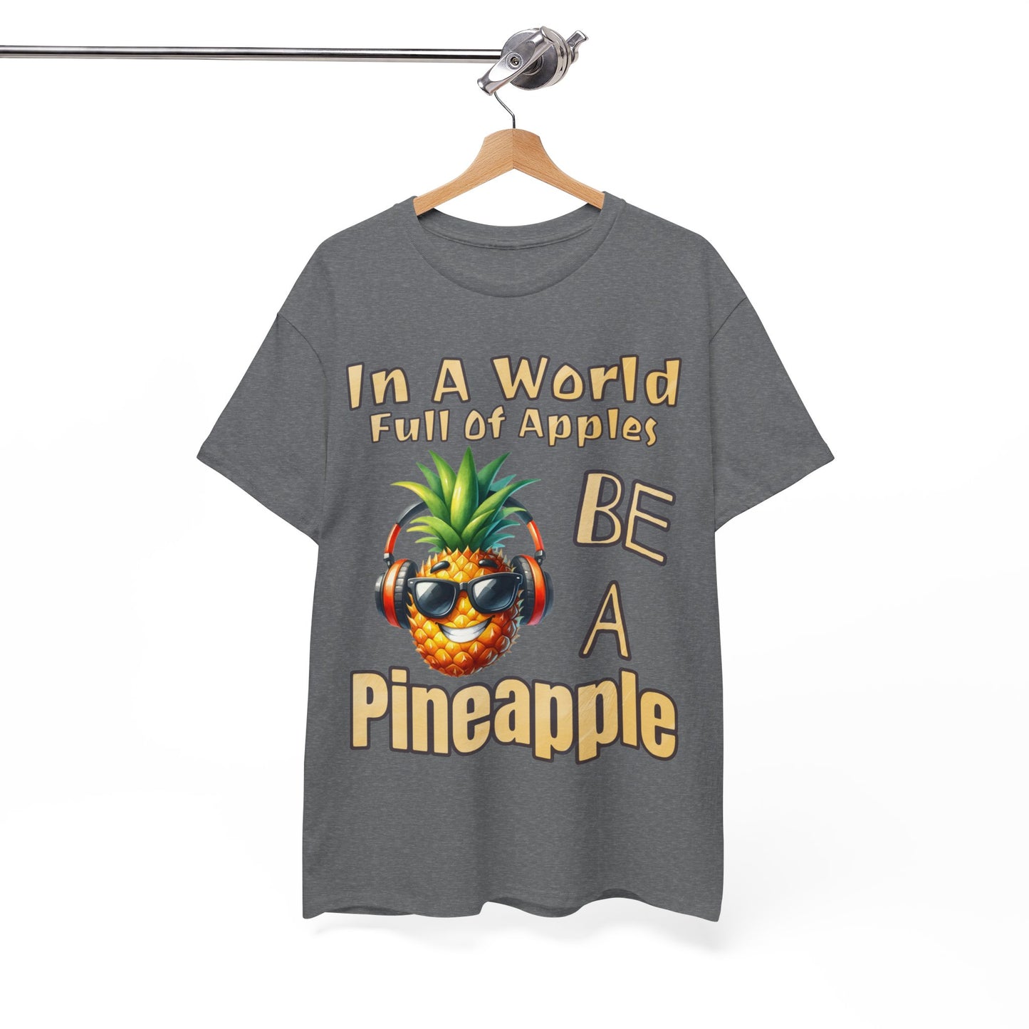 Cool Pineapple Music Headphones Unisex Heavy Cotton Tee